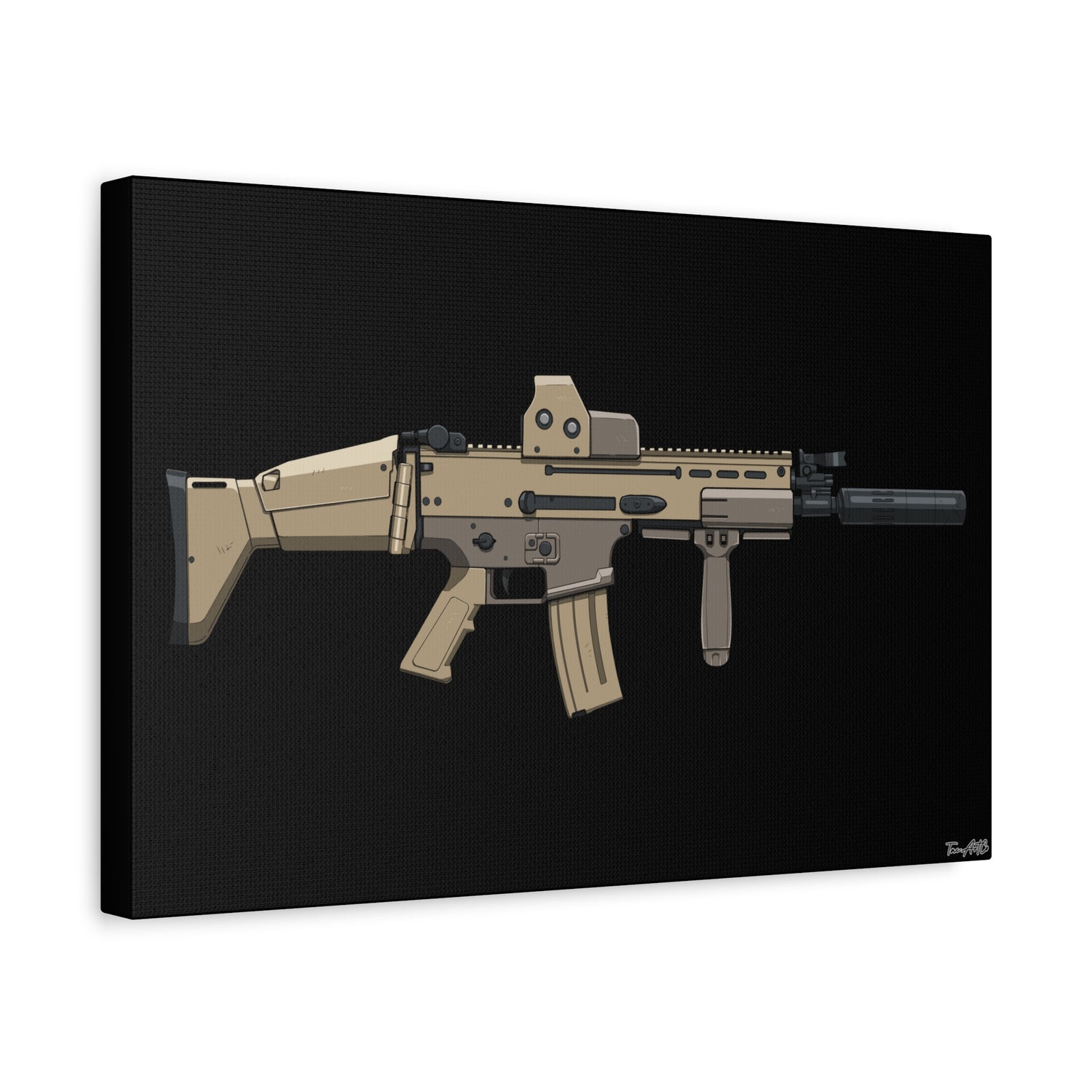 FN SCAR-L Short Barrel – Canvas Print (Black Background)