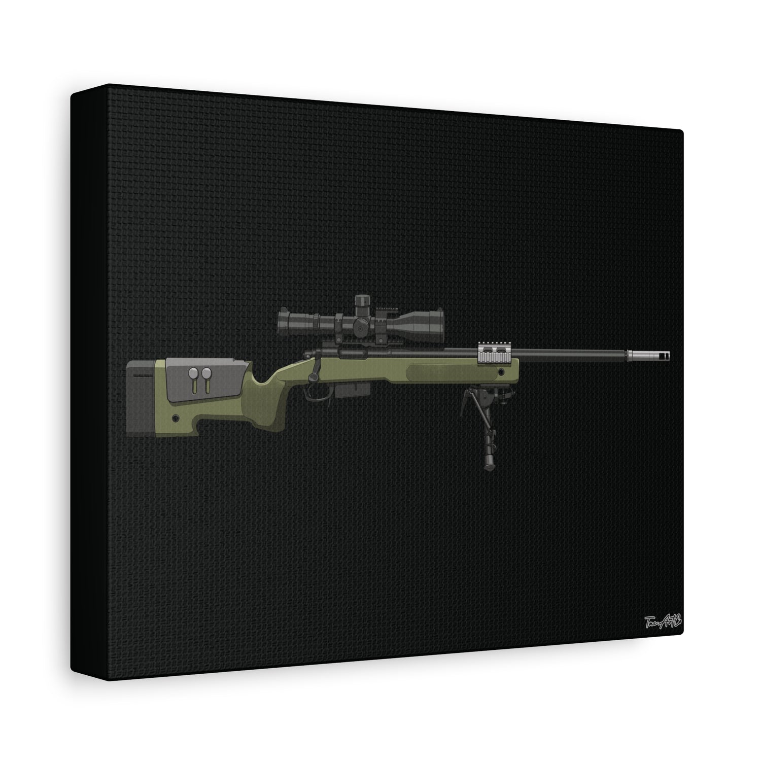 M40A5 Sniper Rifle – Canvas Print (Black Background)