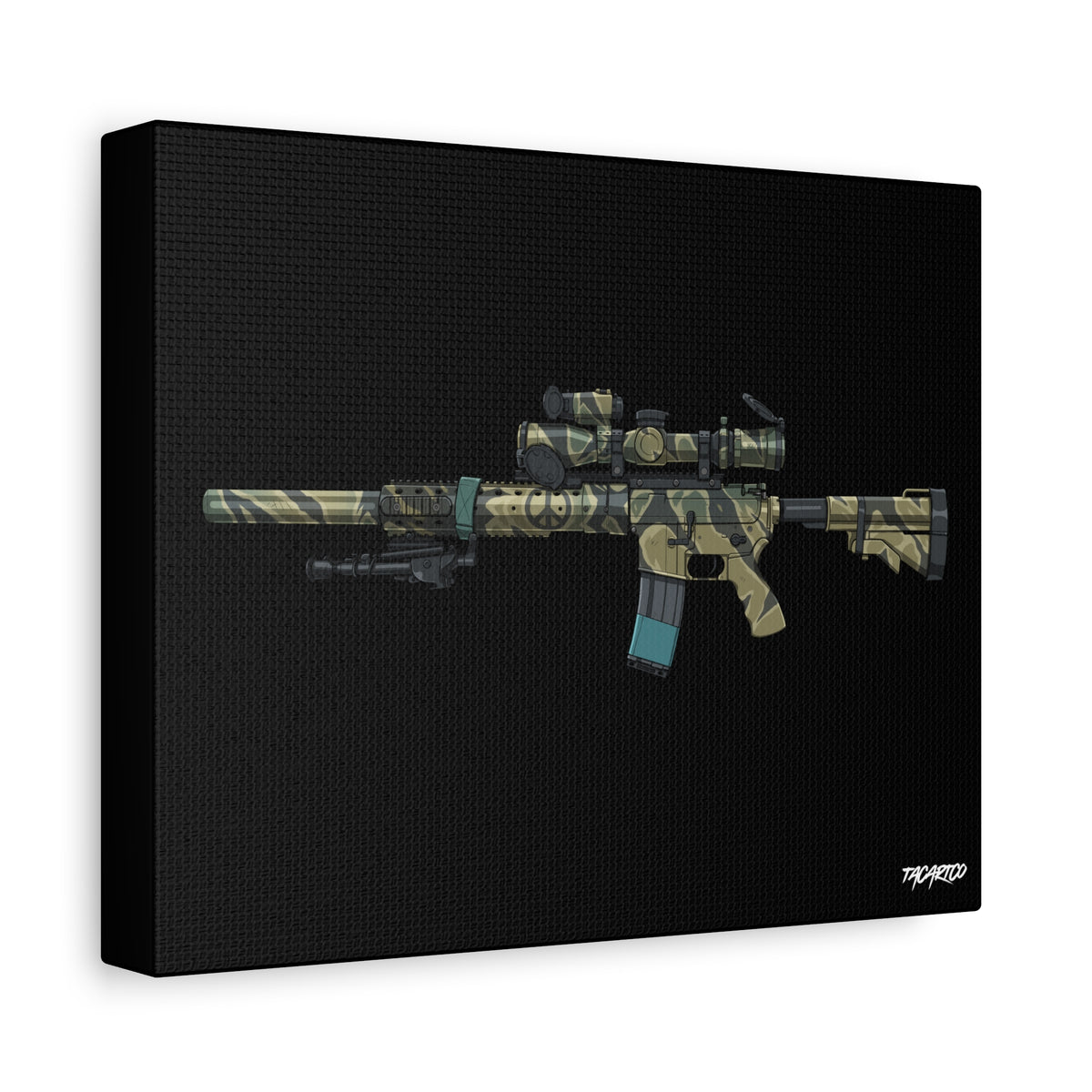 Tiger Stripe AR-15 - Canvas Print (Black Background)