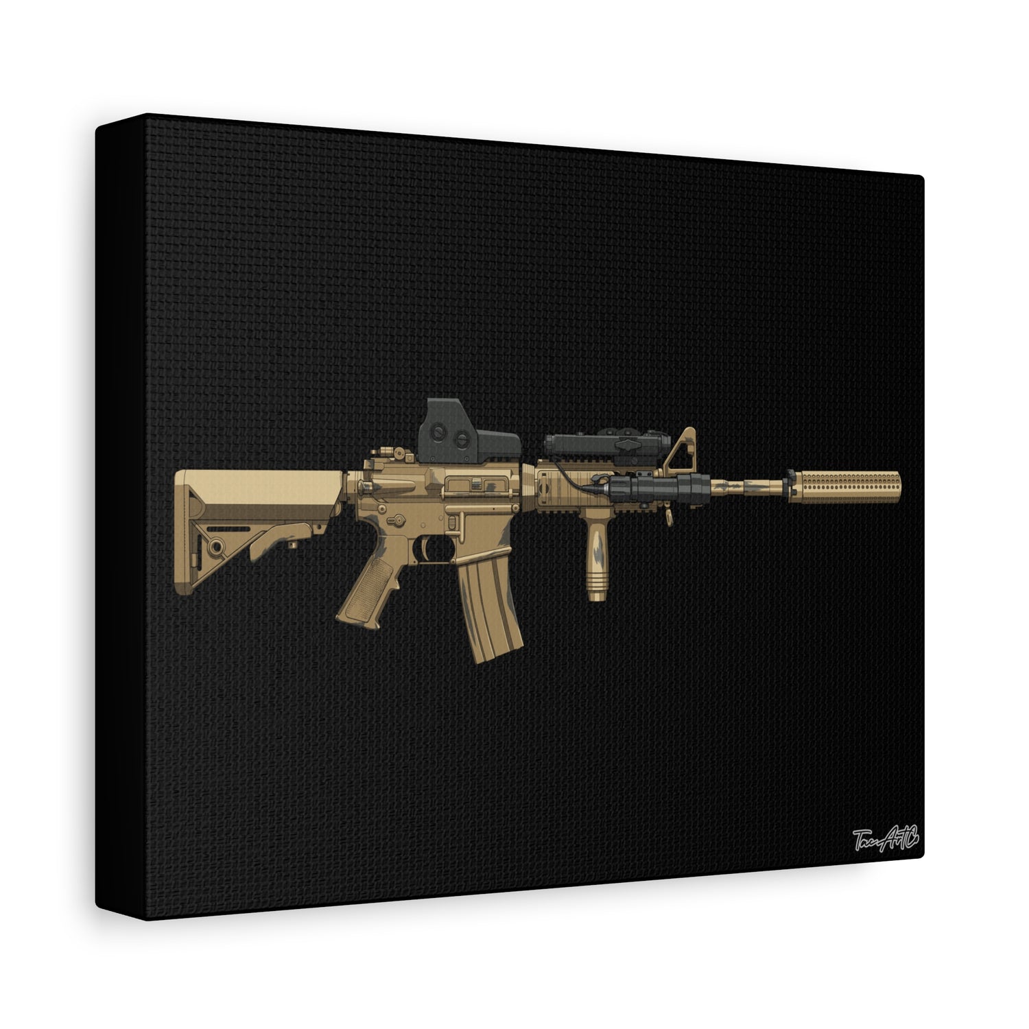 M4A1 Block 1 (Mod1) - Canvas Print (Black Background)