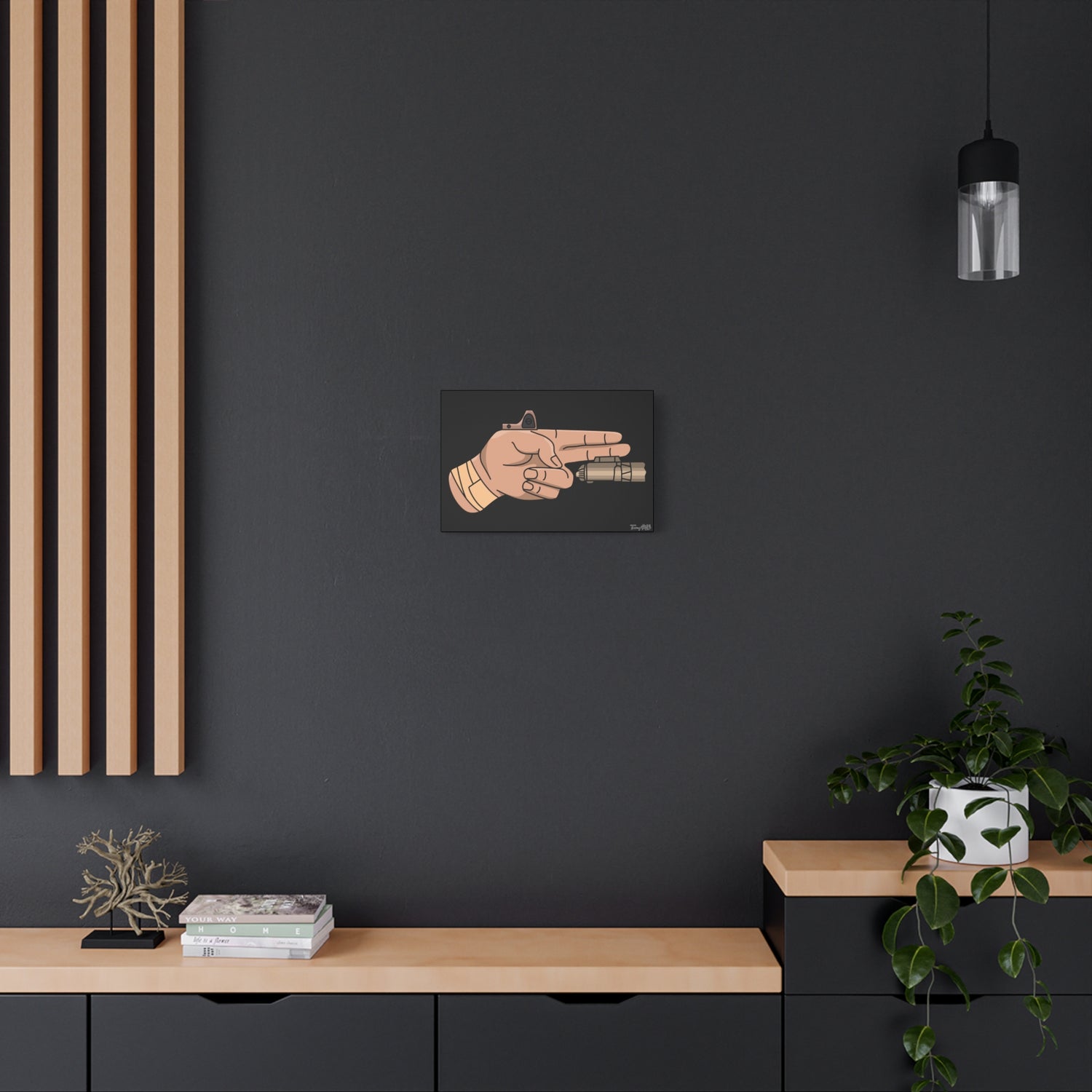 Finger Gun v1 - Canvas Print (Black Background)