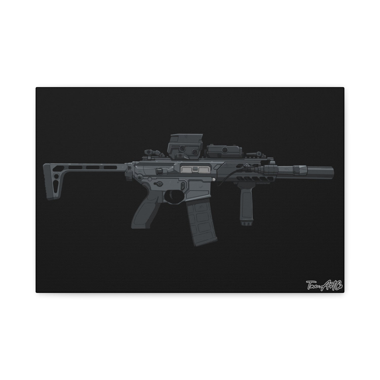 SIG MCX – Compact Rifle Canvas Print (Black Background)