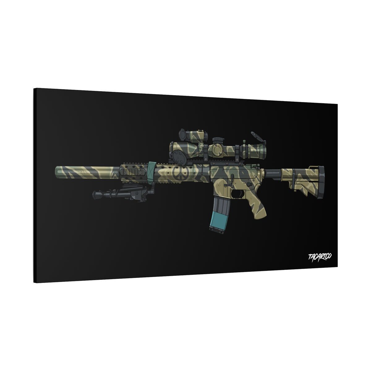 Tiger Stripe AR-15 - Canvas Print (Black Background)