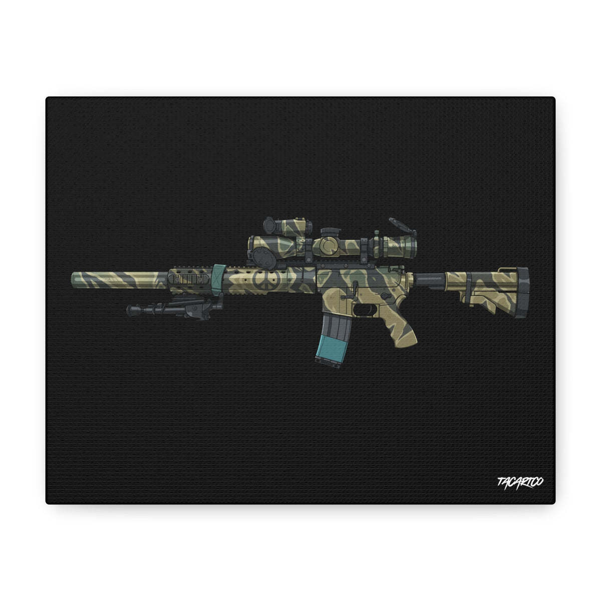 Tiger Stripe AR-15 - Canvas Print (Black Background)