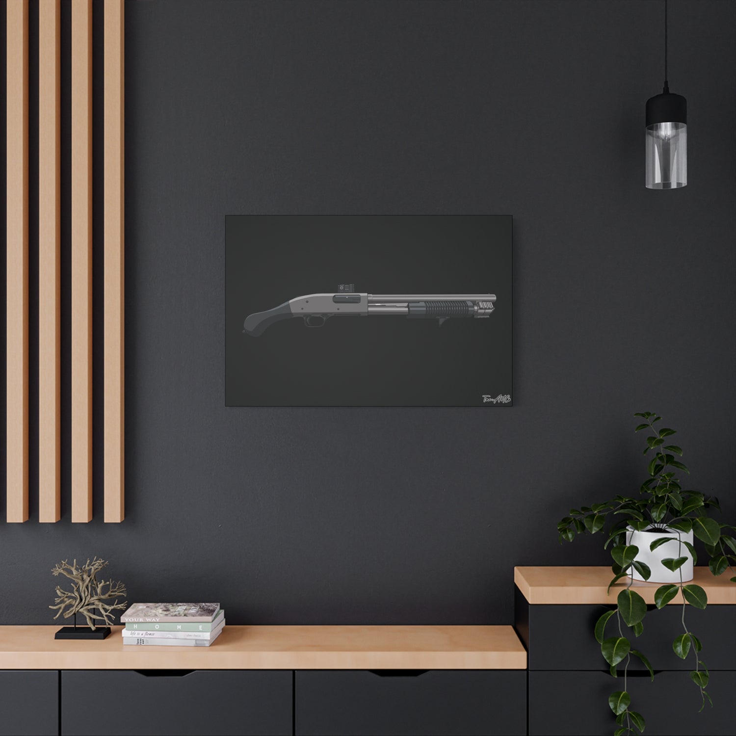 Shorty Mossberg 590A1 – Canvas Print (Black Background)