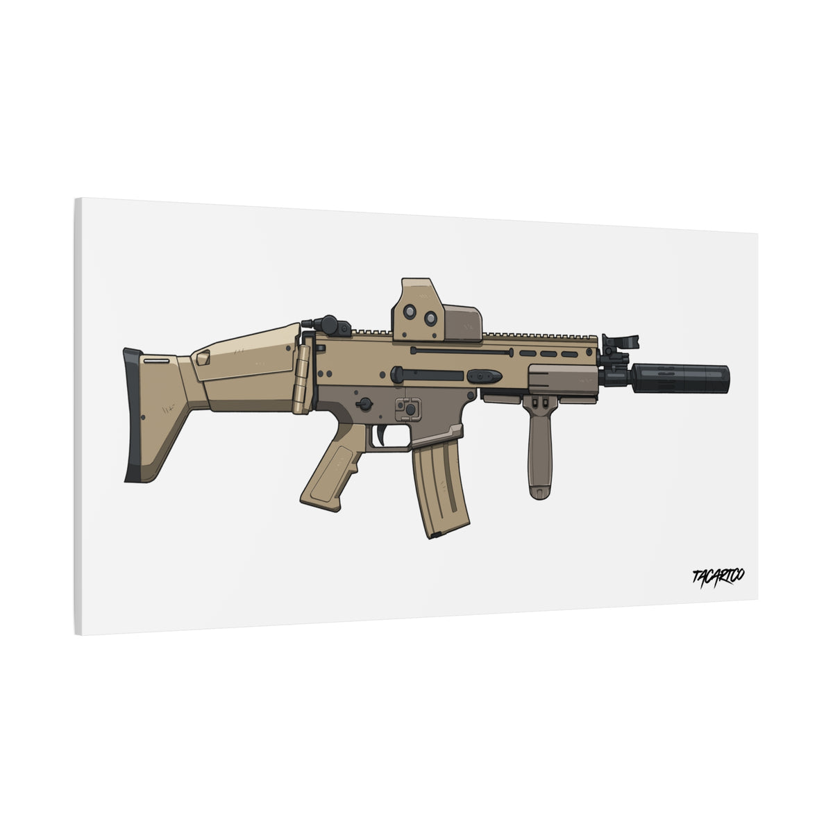 FN SCAR-L Short Barrel - Canvas Print (White Background)
