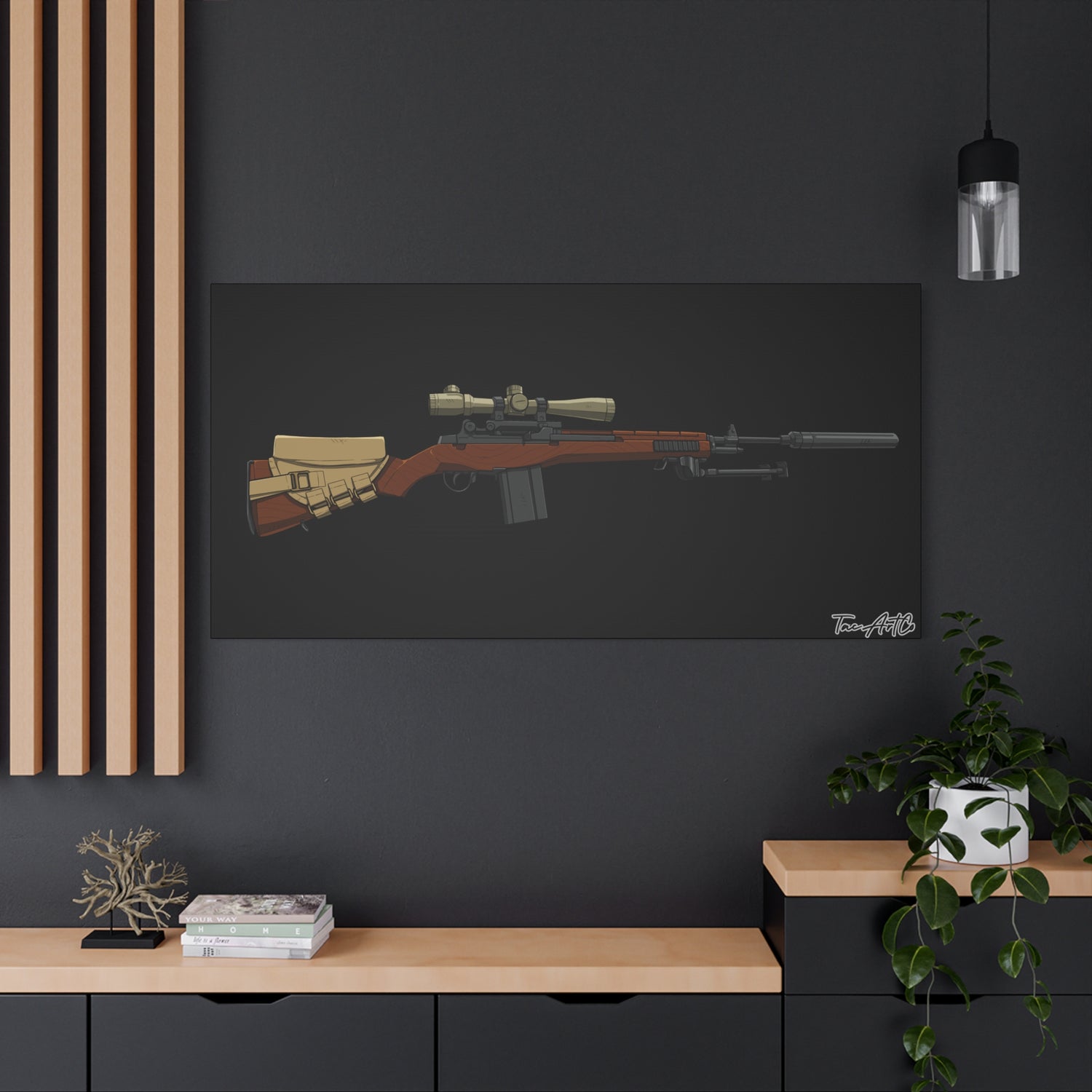 Classic M14 Rifle – Canvas Print (Black Background)