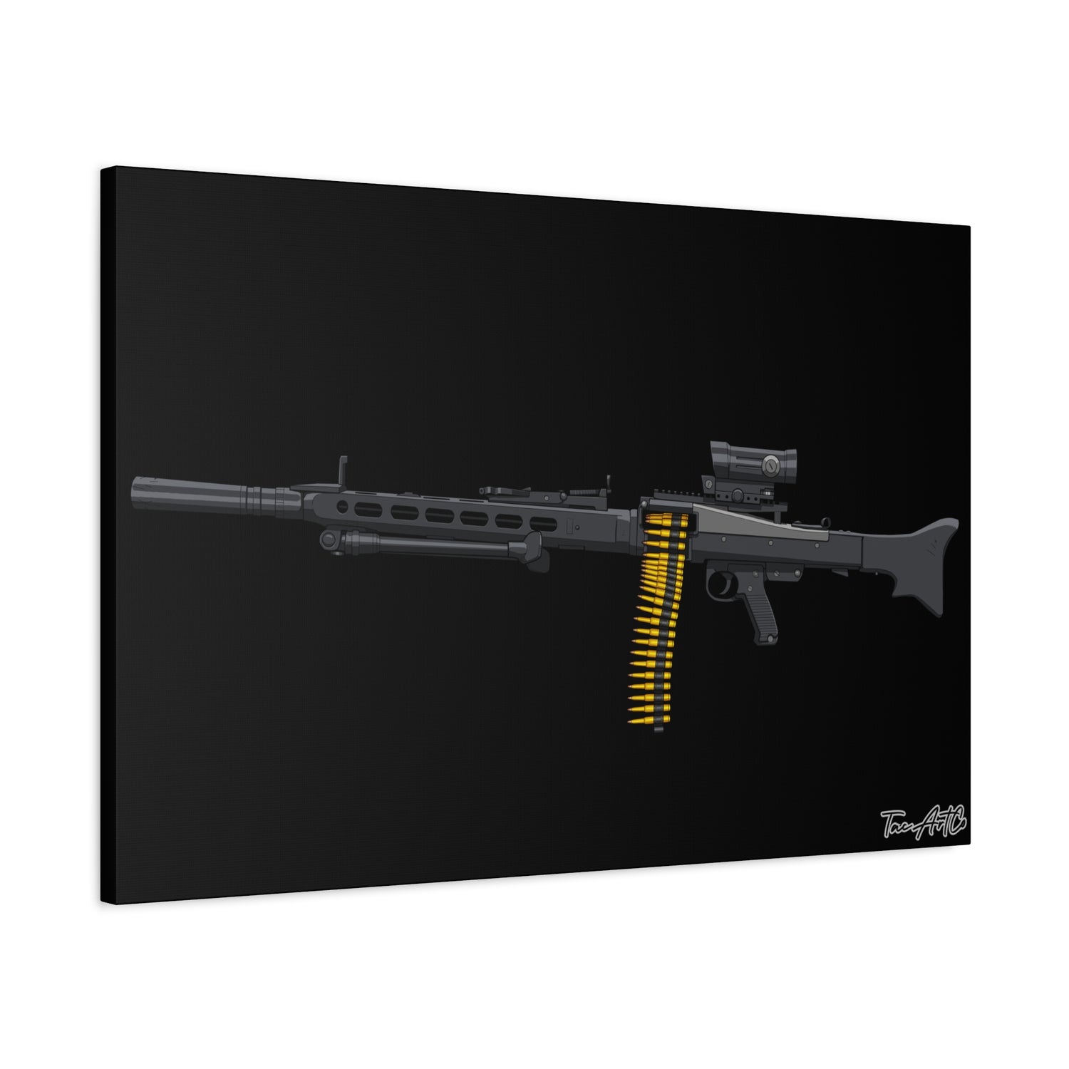Suppressed MG42 – Canvas Print (Black Background)