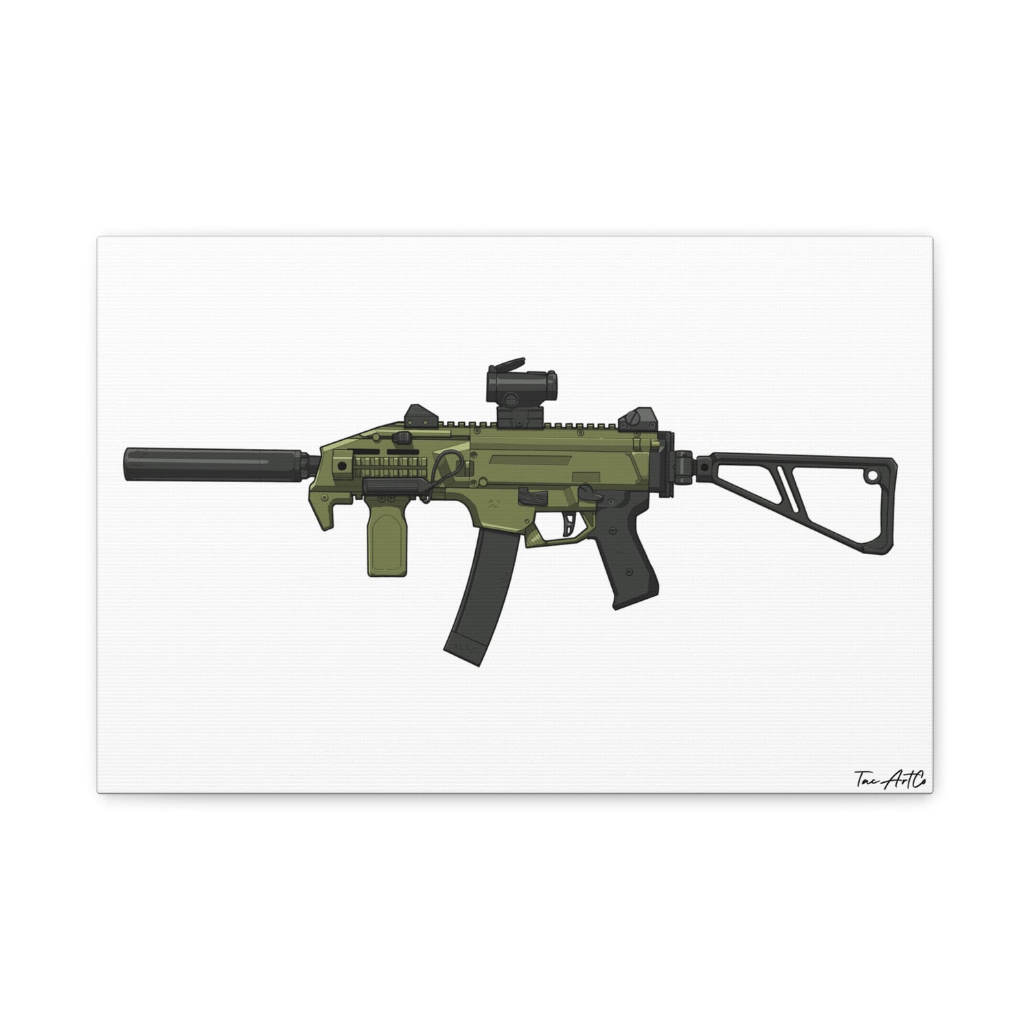 CZ Scorpion EVO 3 Canvas Print – Compact Power, Illustrated
