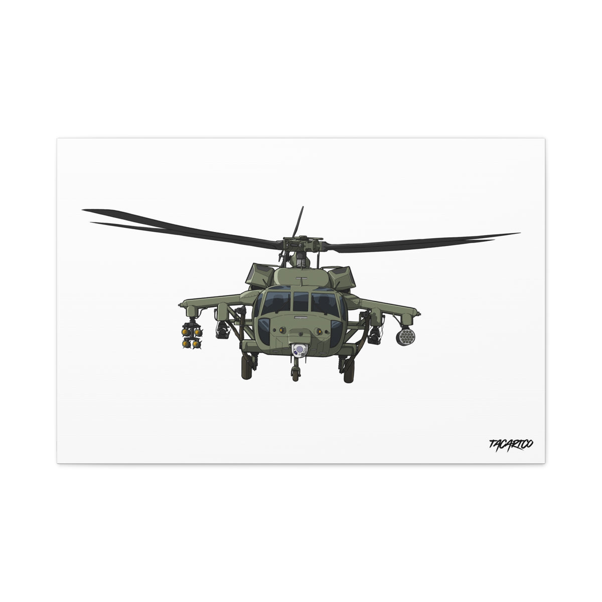 Black Hawk Helicopter - Canvas Print (White Background)