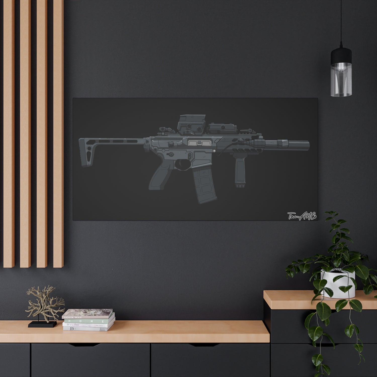 SIG MCX – Compact Rifle Canvas Print (Black Background)