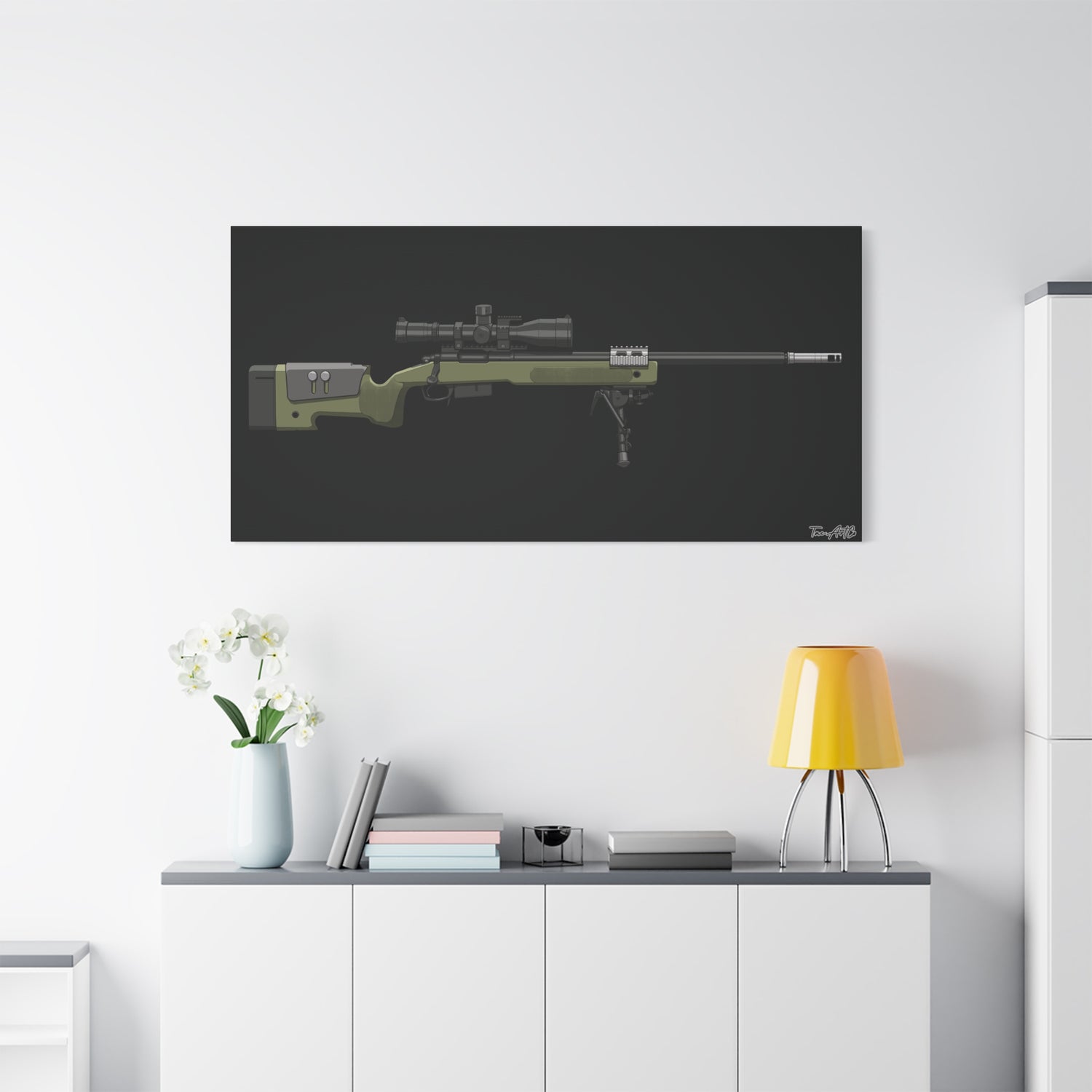 M40A5 Sniper Rifle – Canvas Print (Black Background)
