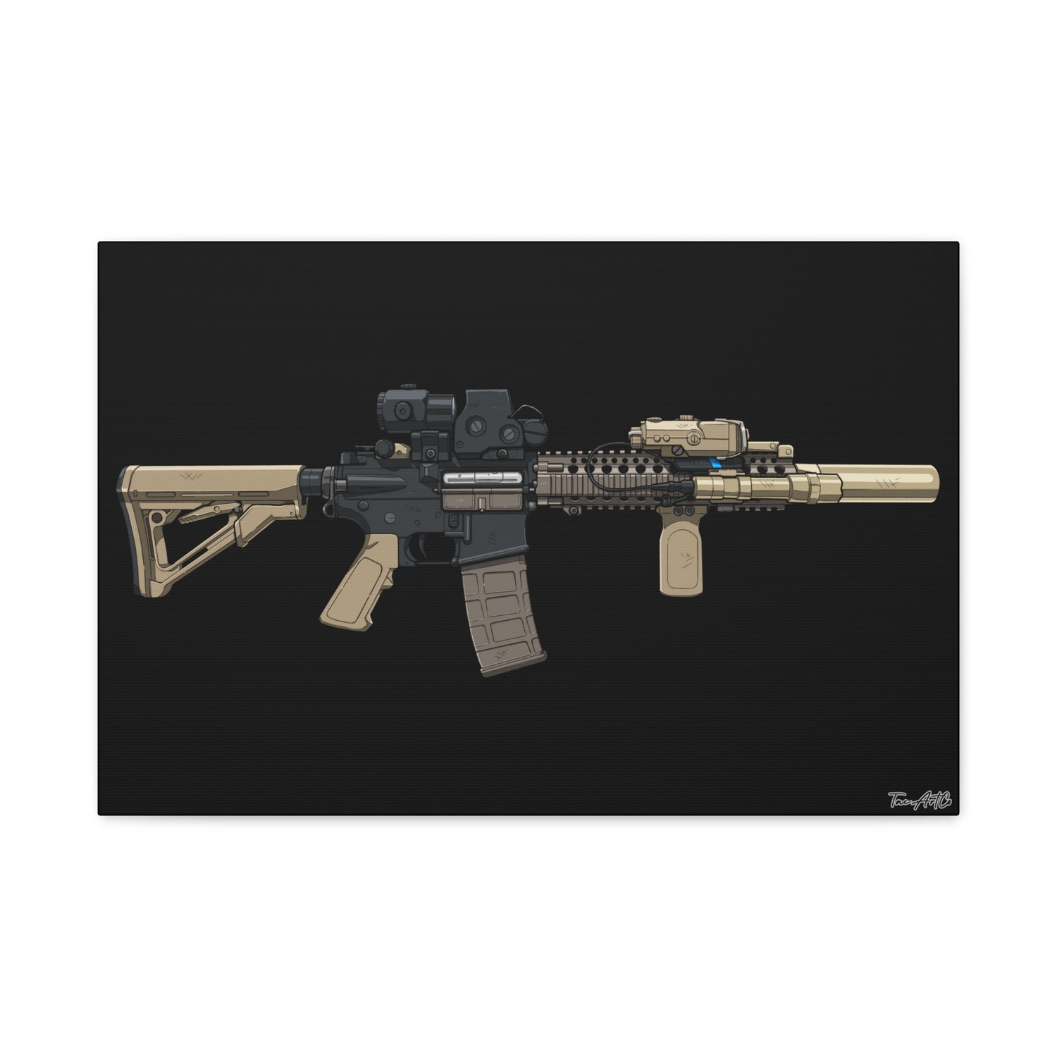 MK18 – Close Quarters King Canvas Print (Black Background)