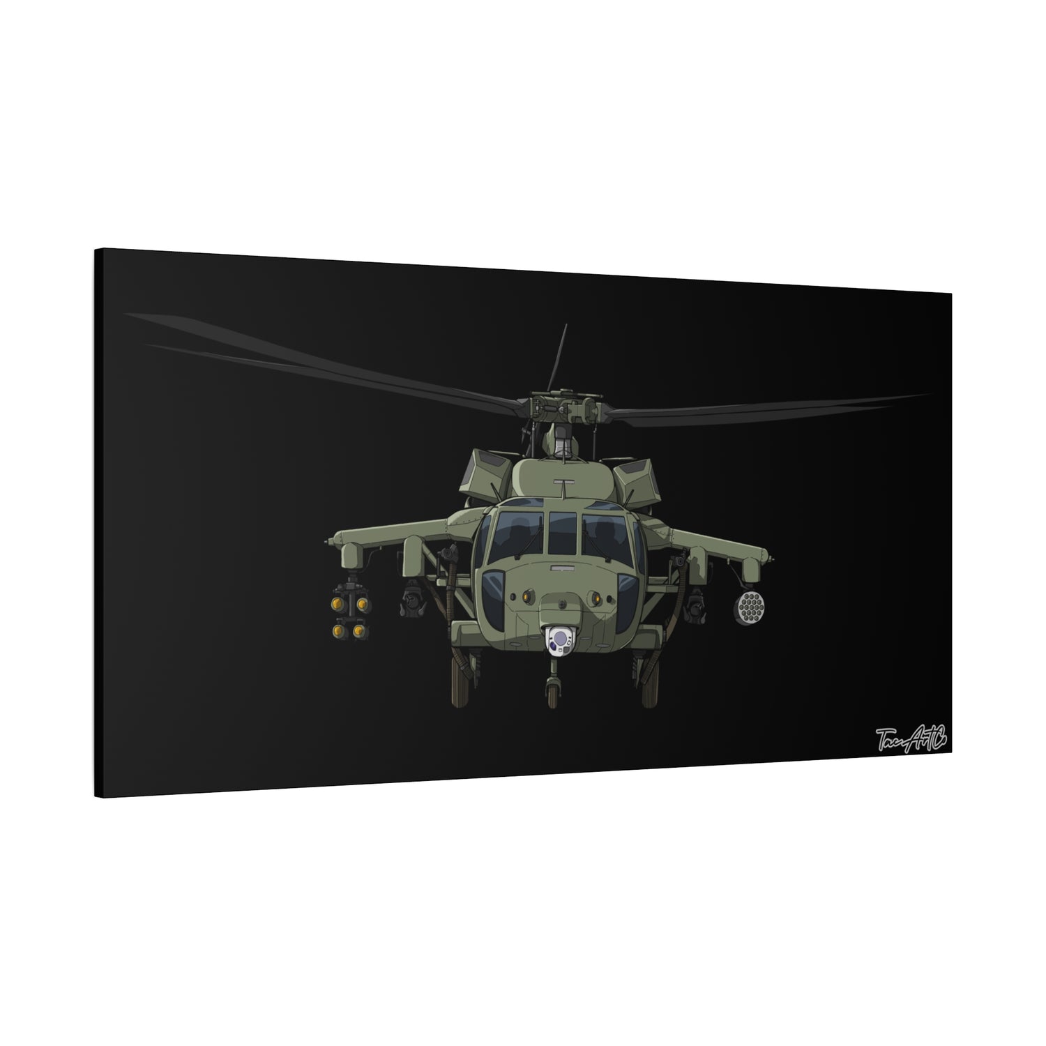 Black Hawk Helicopter – Canvas Print (Black Background)