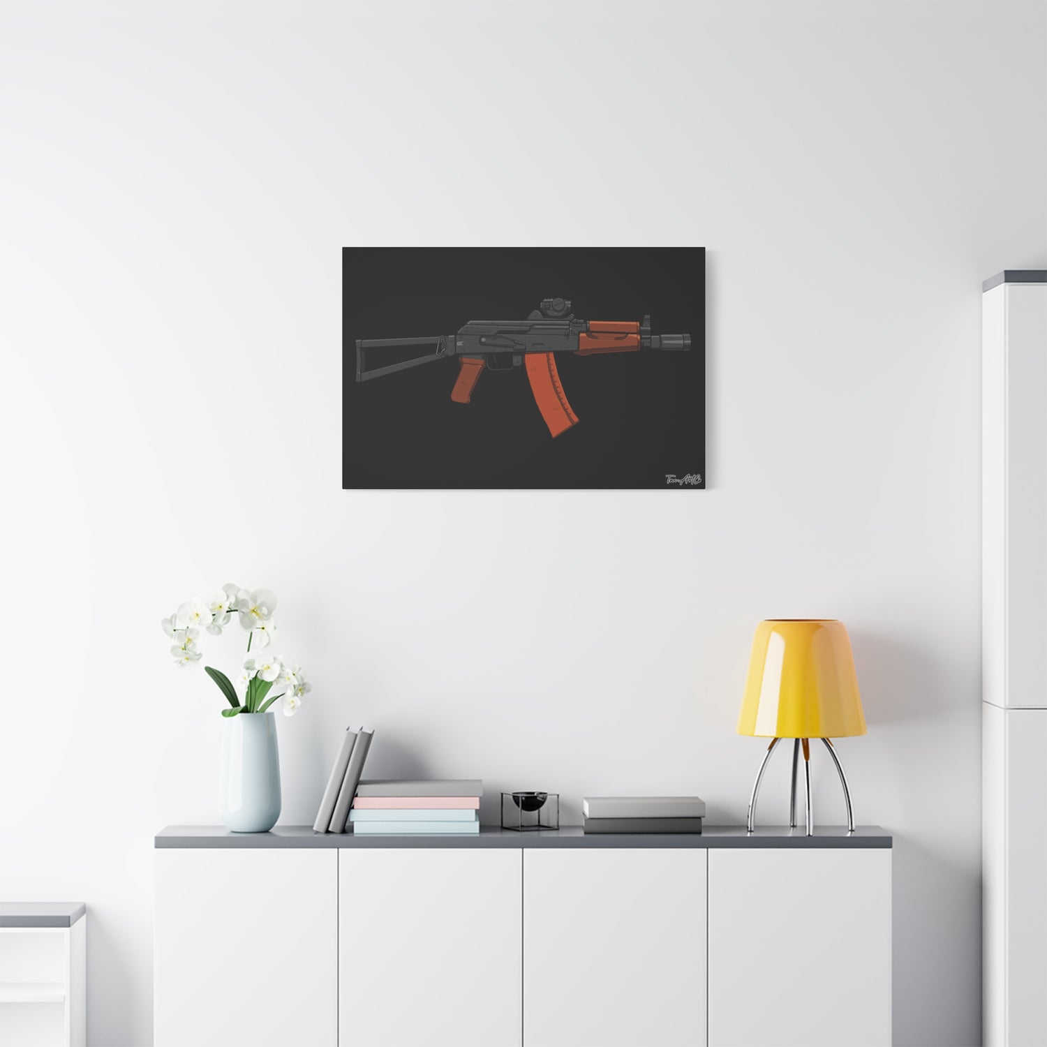 AKS-74U Krinkov – Shorty AK Rifle Canvas Print (Black Background)