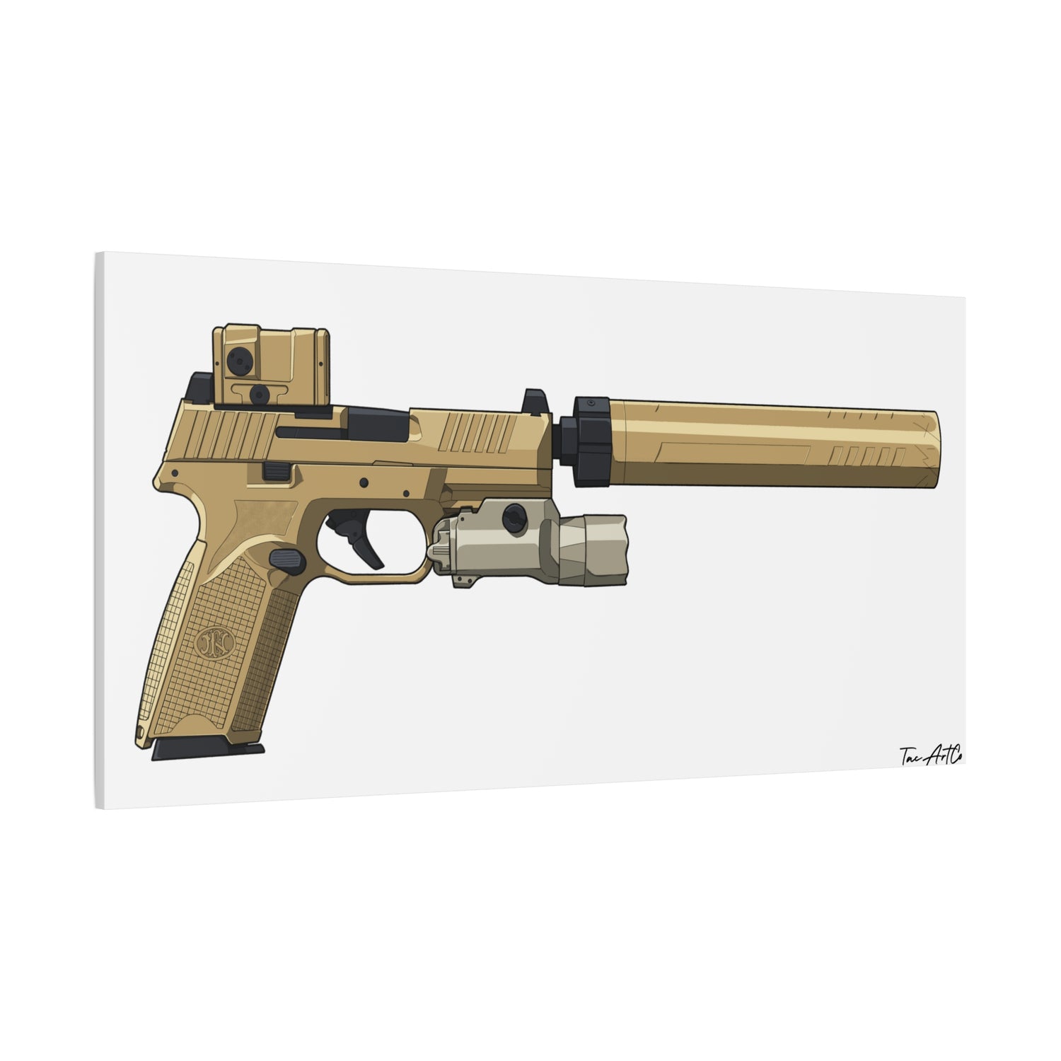 FN 509 Tactical – Suppressed Pistol Canvas Print