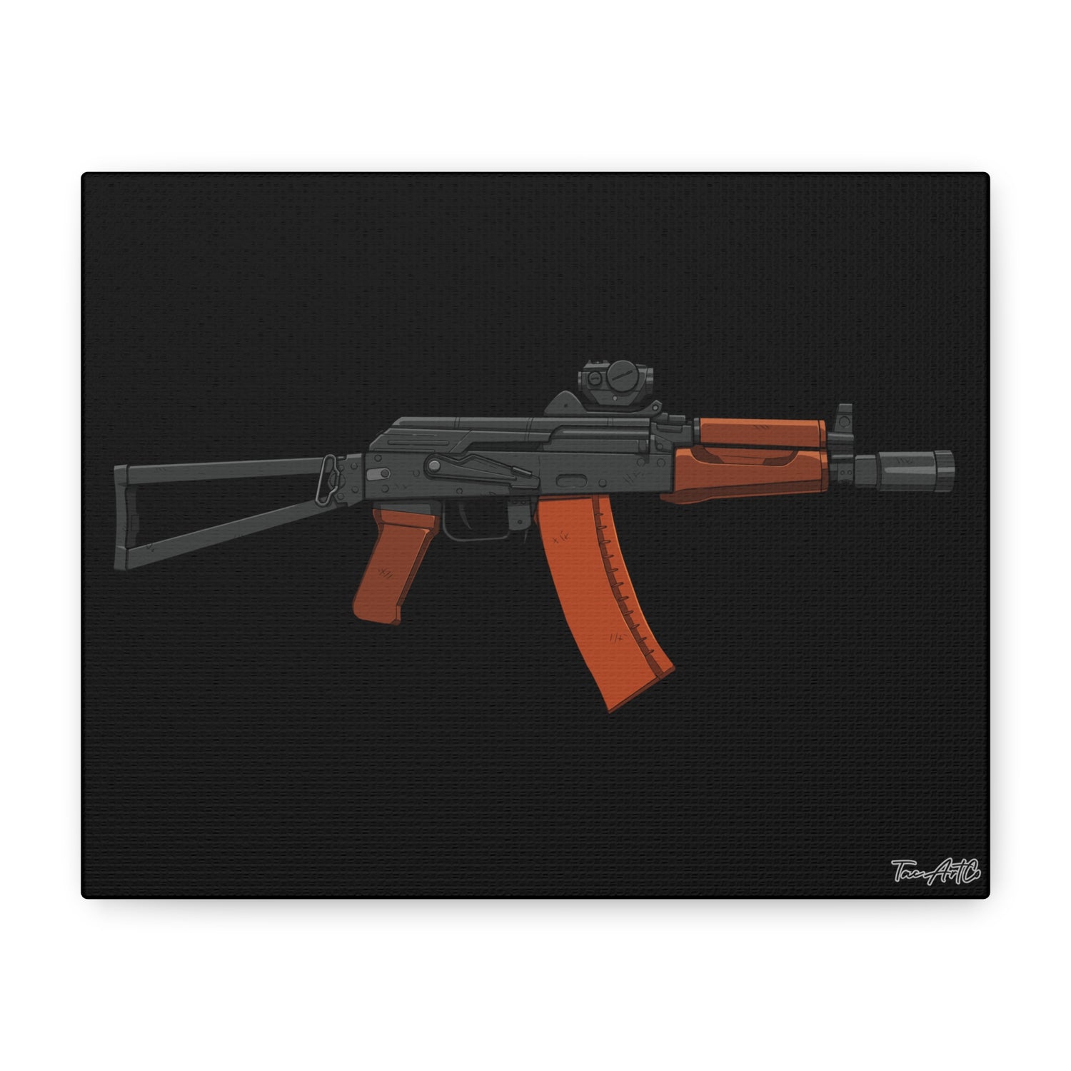 AKS-74U Krinkov – Shorty AK Rifle Canvas Print (Black Background)