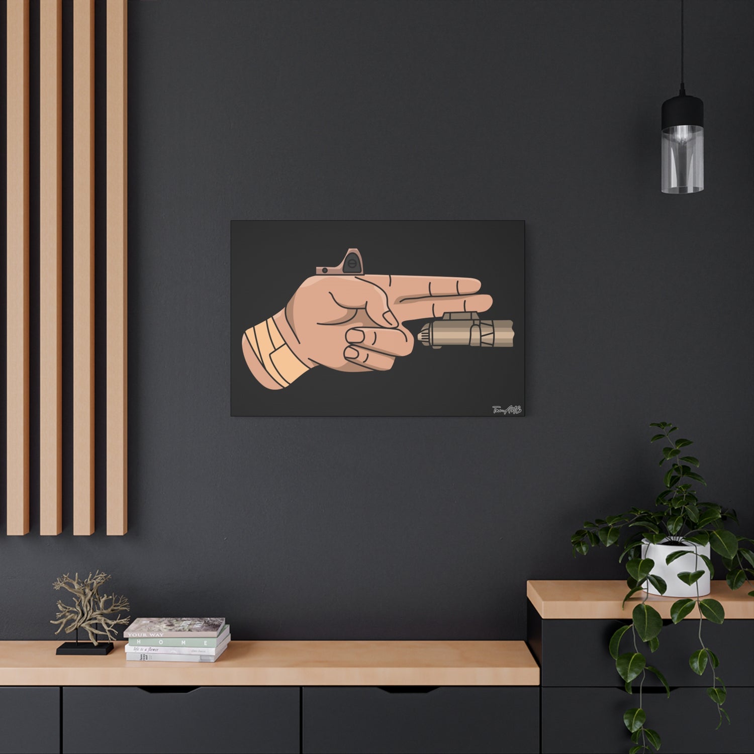 Finger Gun v1 - Canvas Print (Black Background)