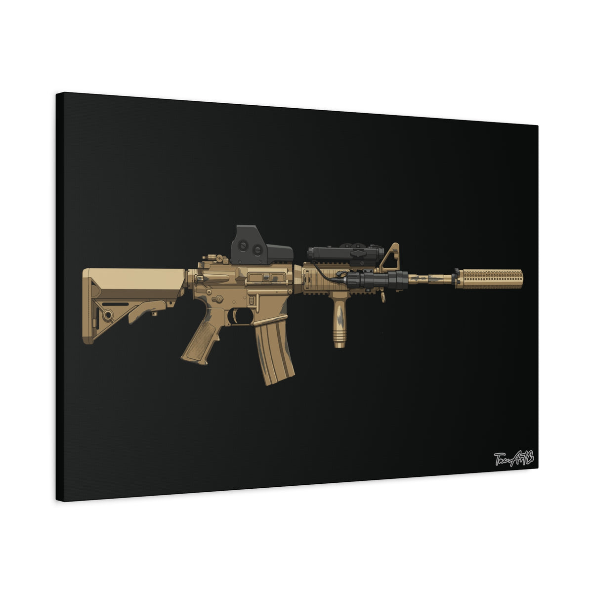 M4A1 Block I (Mod1) - Canvas Print (Black Background)