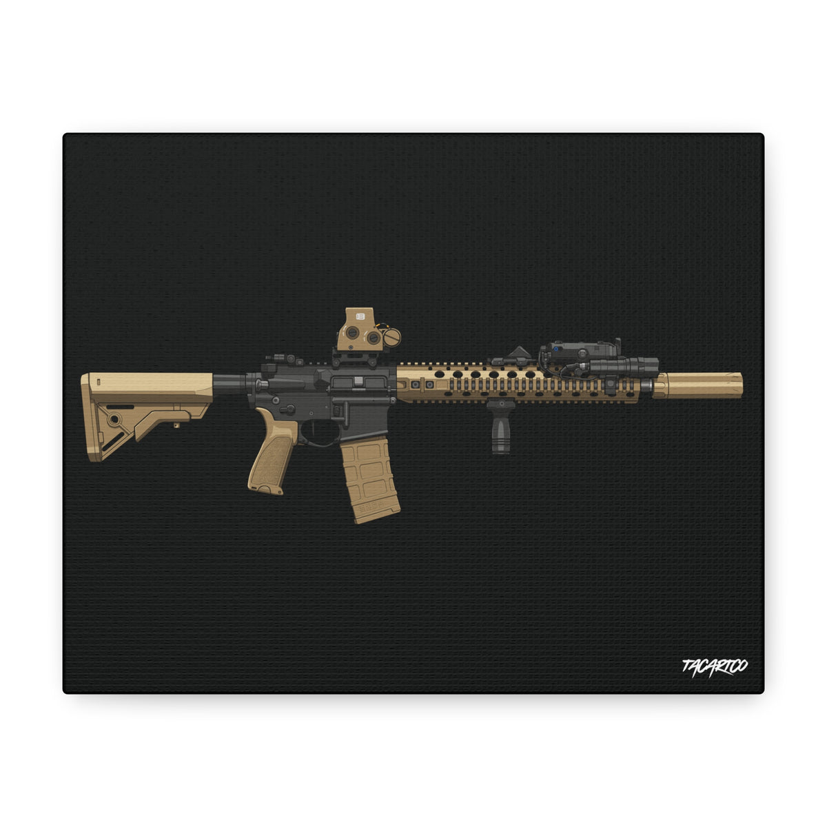 M4A1 Block II - Canvas Print (Black Background)