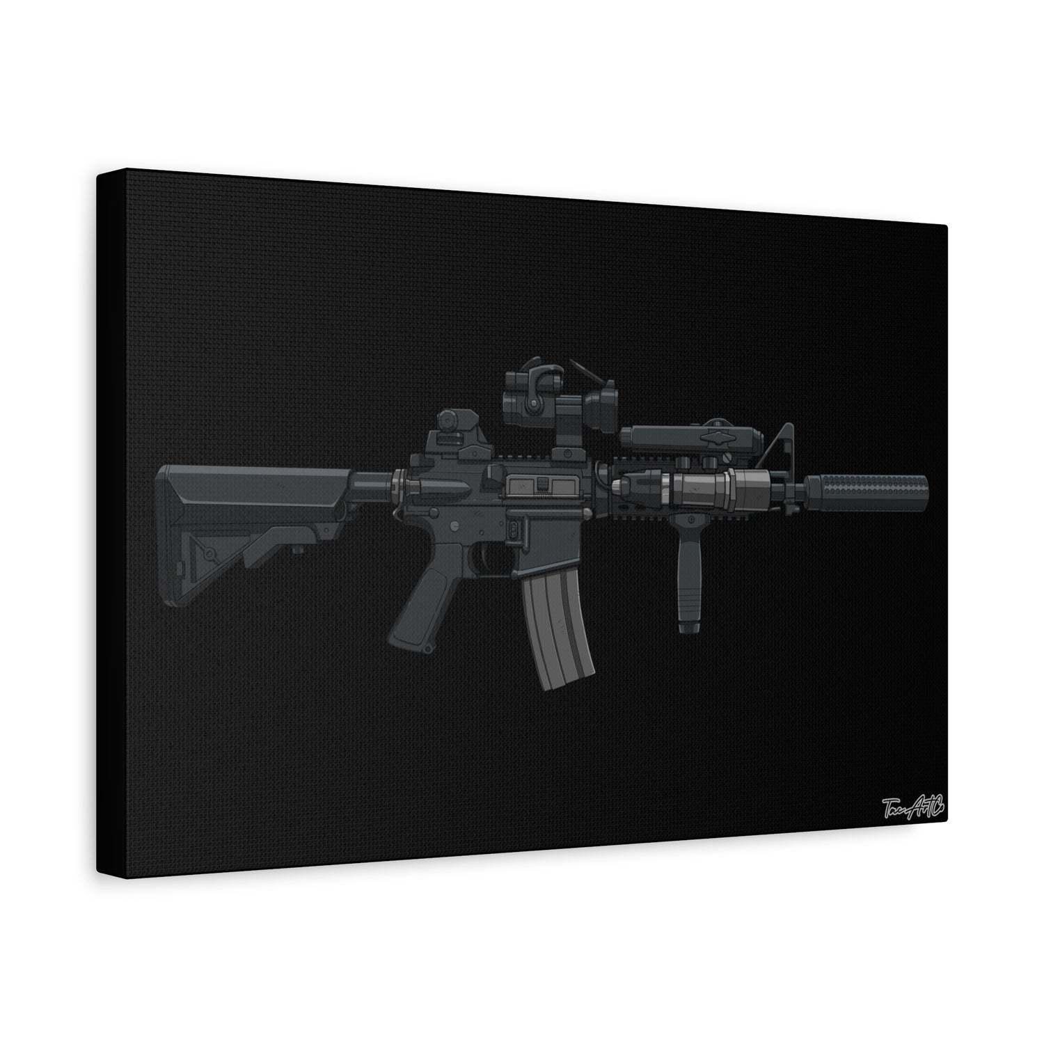MK18 Mod 0 – CQBR Canvas Print (Black Background)