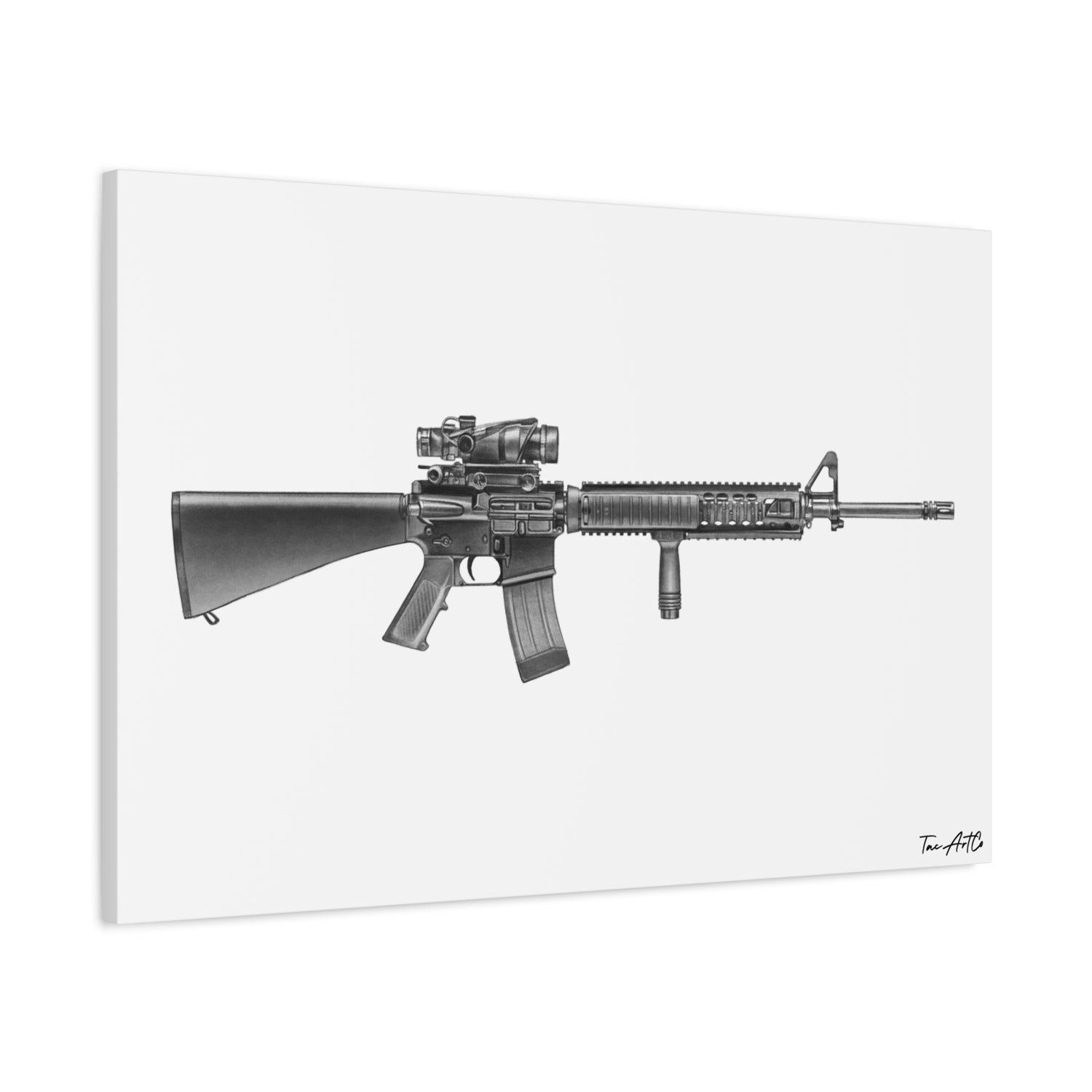 M16A4 Rifle – Pencil-Style Canvas Print