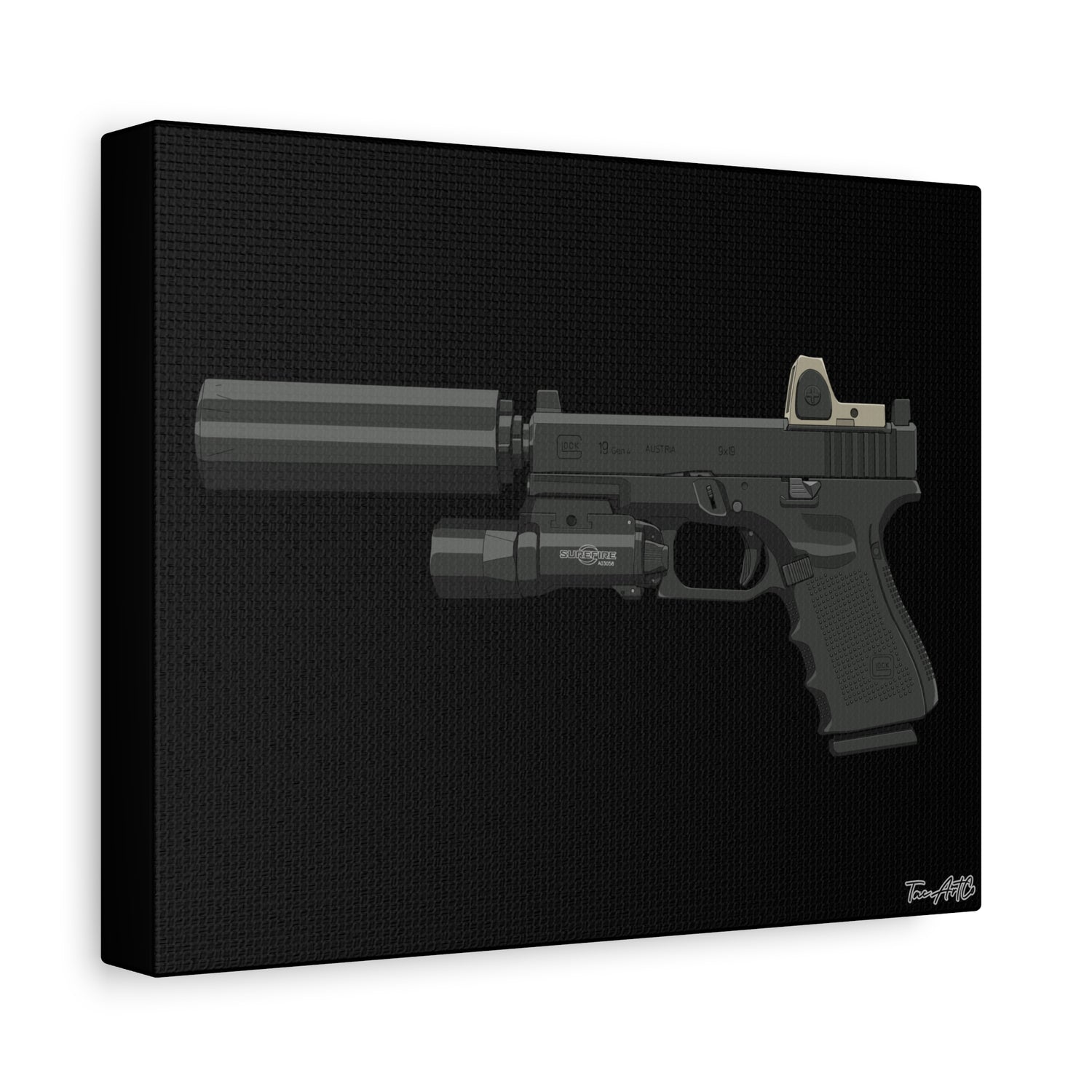 MK27 Mod 0 (Glock) - Canvas Print (Black Background)