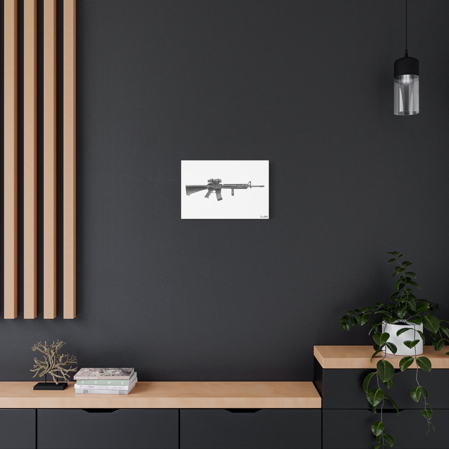 M16A4 Rifle – Pencil-Style Canvas Print
