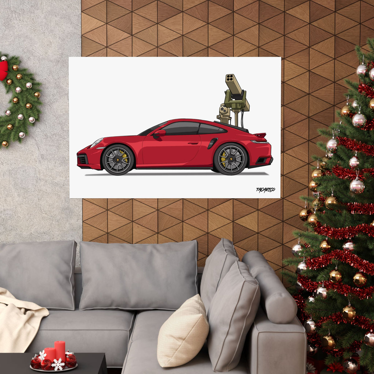 Porsche 911 Technical - Matte Poster (White Background)