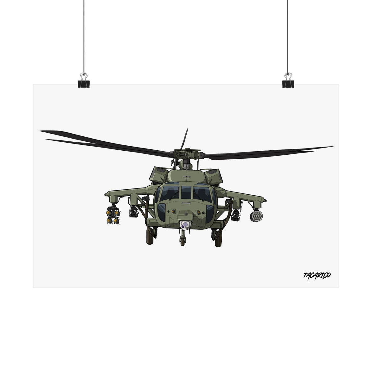 Black Hawk Helicopter - Matte Poster (White Background)