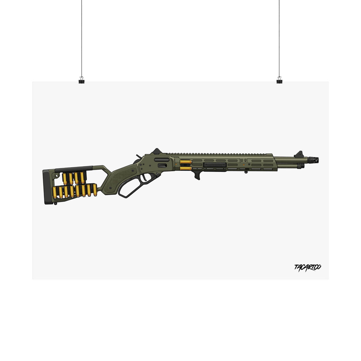 Tactical Lever Action Rifle - Matte Poster (White Background)