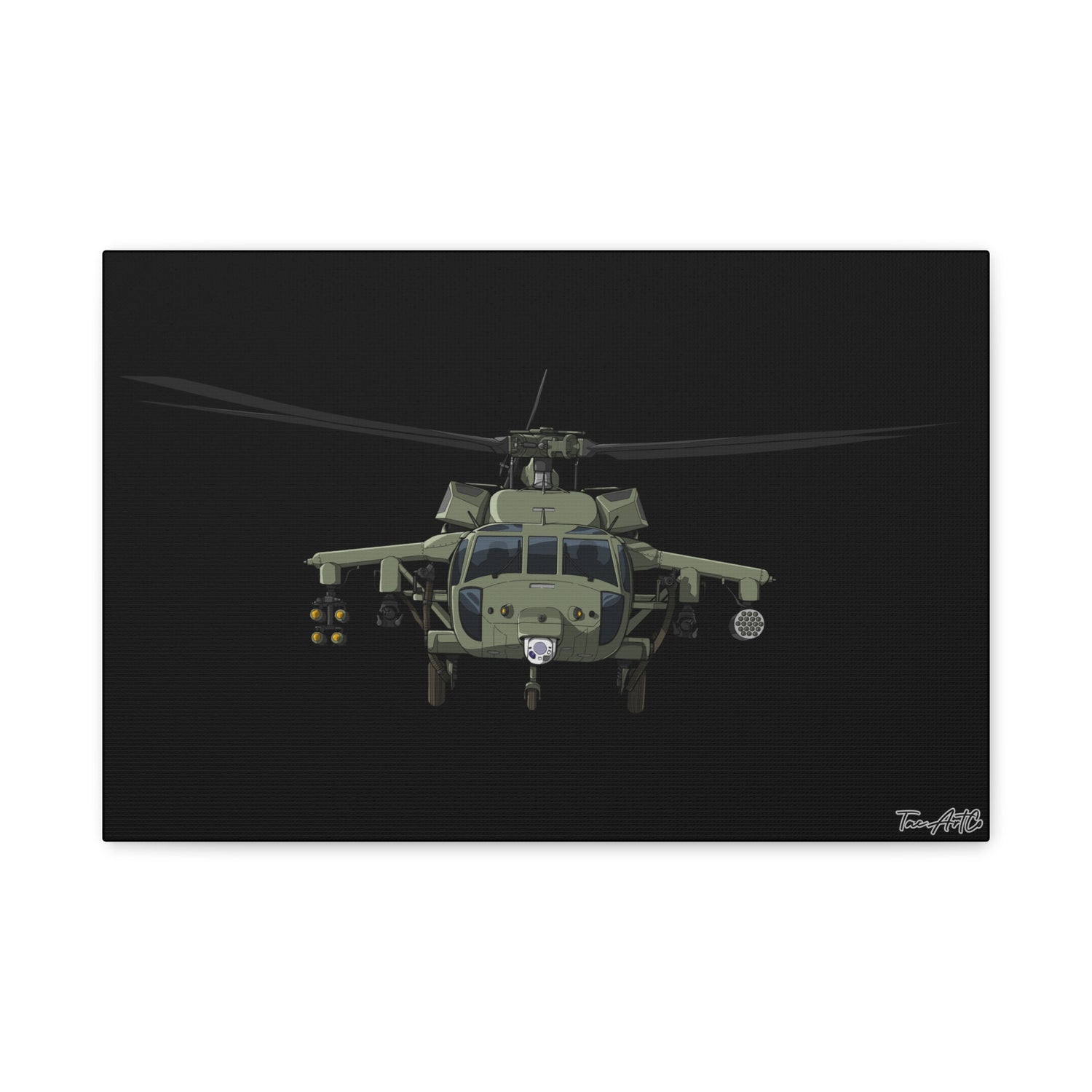 Black Hawk Helicopter – Canvas Print (Black Background)