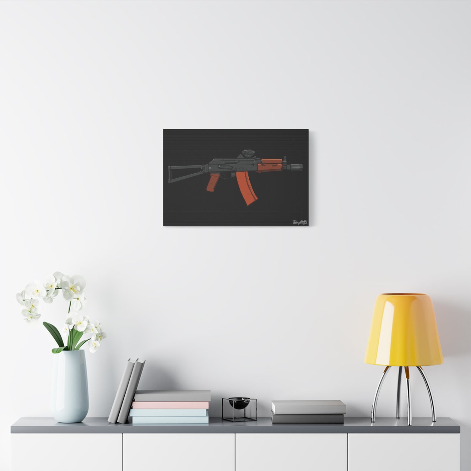AKS-74U Krinkov – Shorty AK Rifle Canvas Print (Black Background)