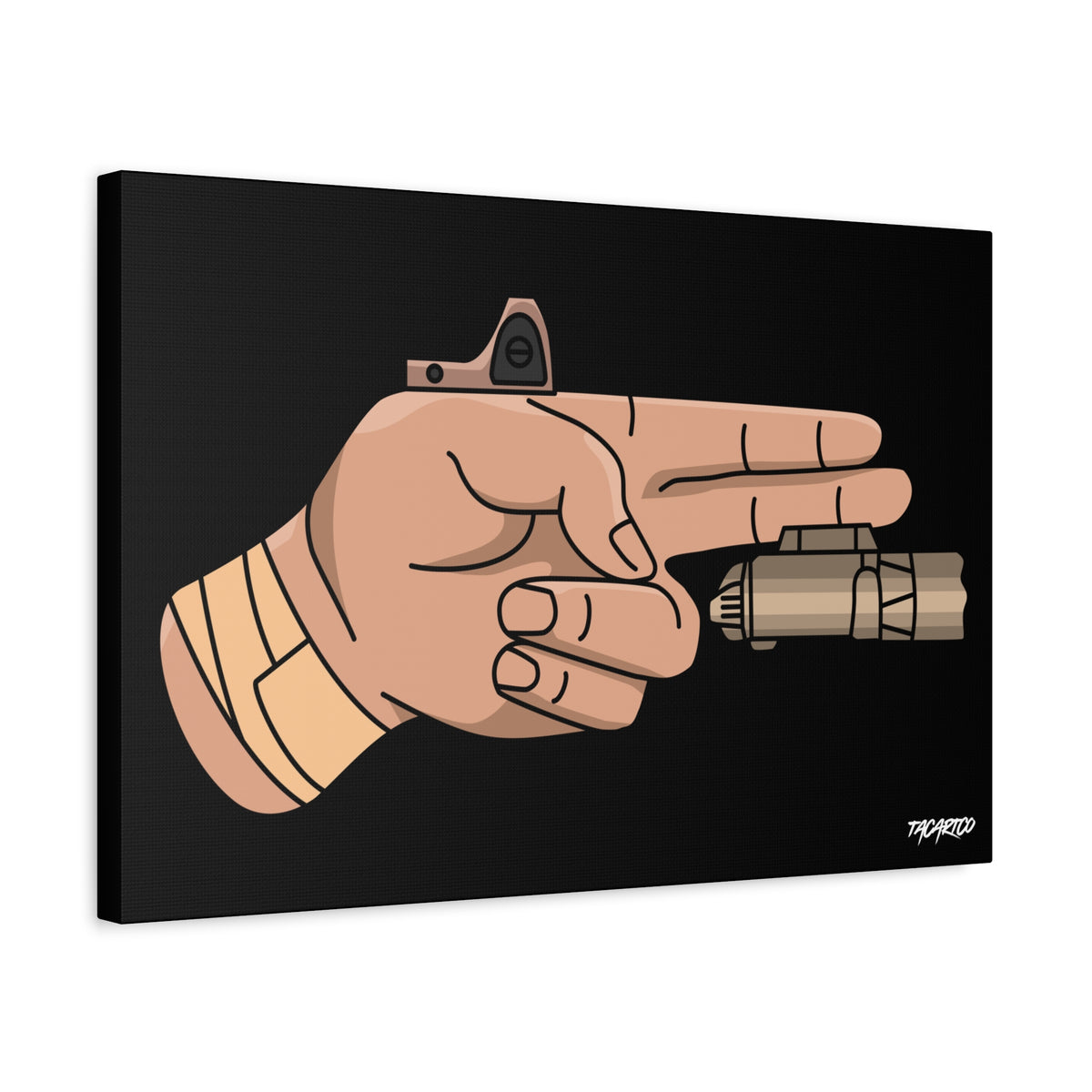 Finger Gun V1 - Canvas Print (Black Background)
