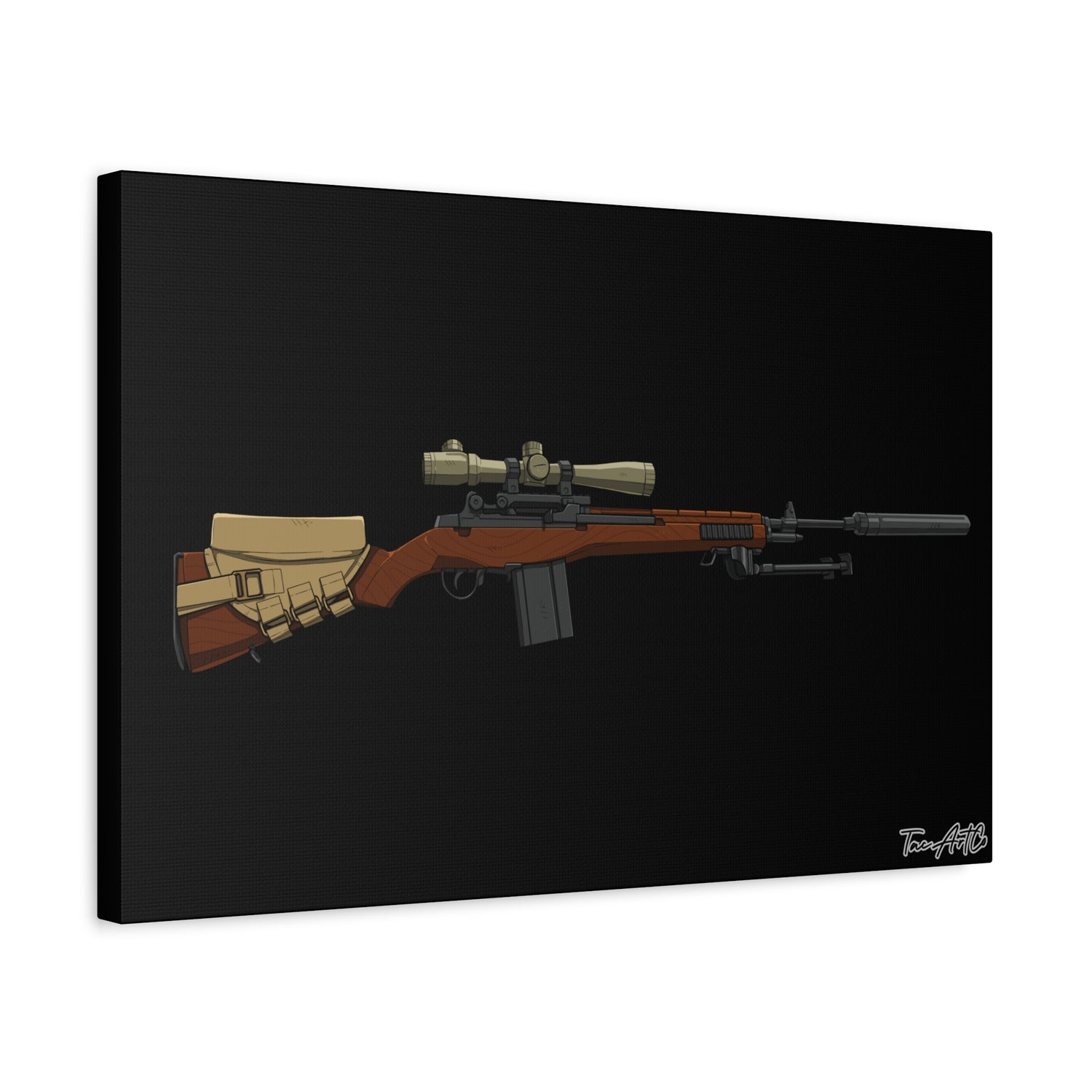 Classic M14 Rifle – Canvas Print (Black Background)