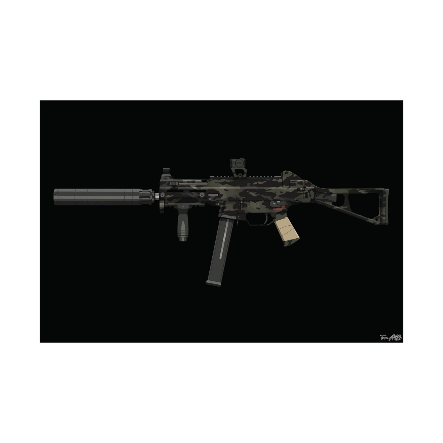 UMP45 - Matte Poster (Black Background)
