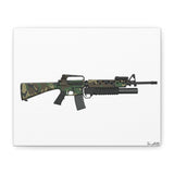 M16A2 + M203 Grenade Launcher – Woodland Camo Canvas Print