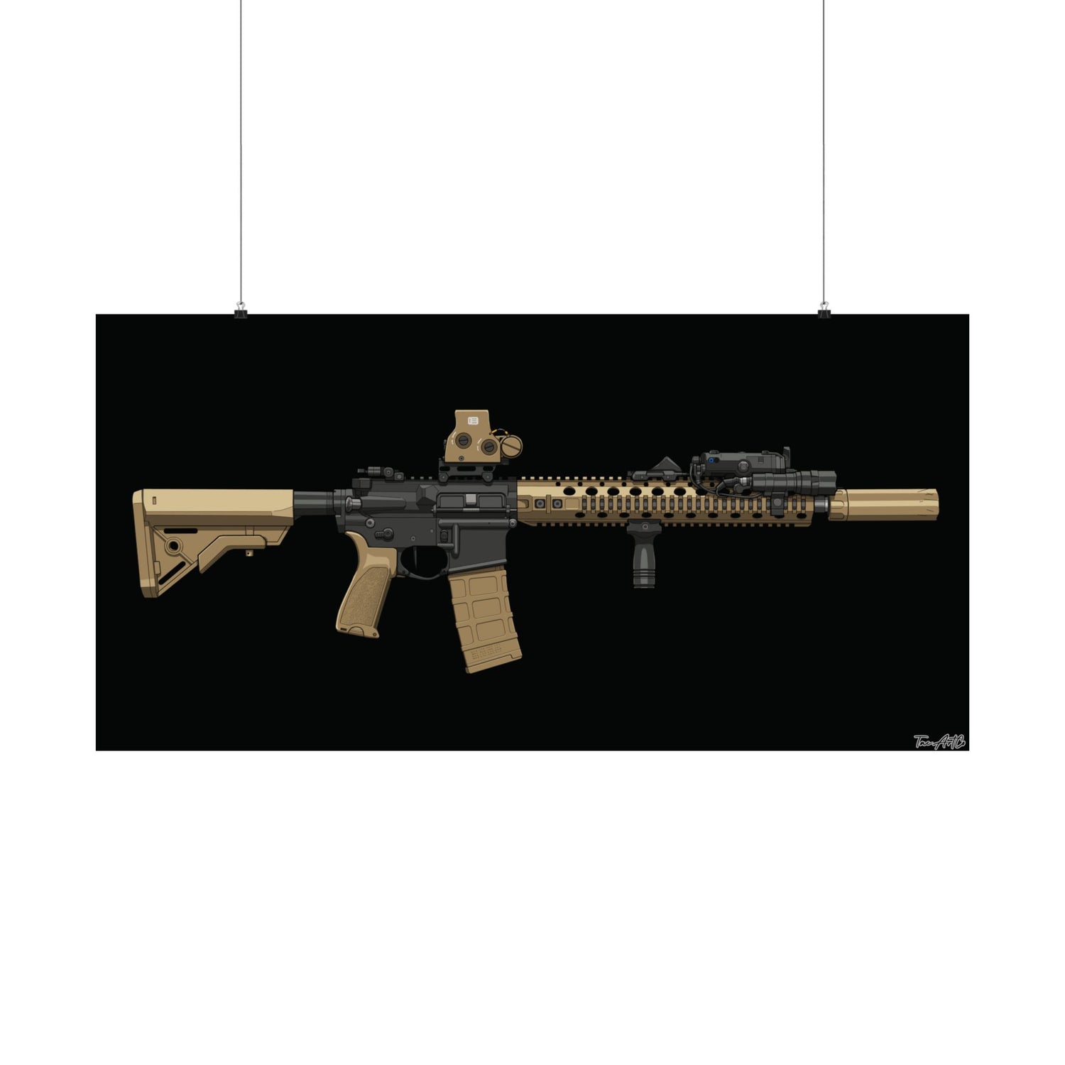 M4A1 Block II - Matte Poster (Black Background)