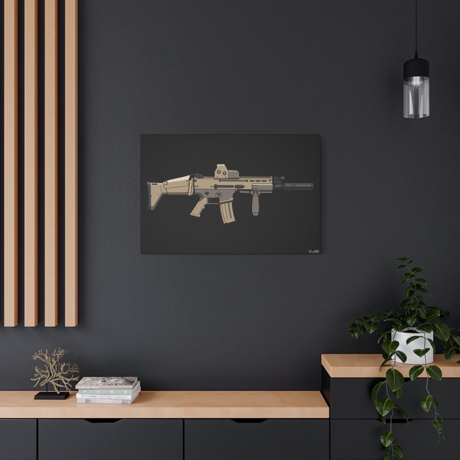 FN SCAR-L Short Barrel – Canvas Print (Black Background)