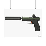 CZ P-10C Gun Poster | Modern Striker-Fired Pistol Print | Tactical Wall Decor