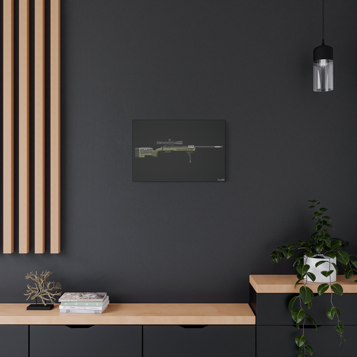 M40A5 Sniper Rifle – Canvas Print (Black Background)