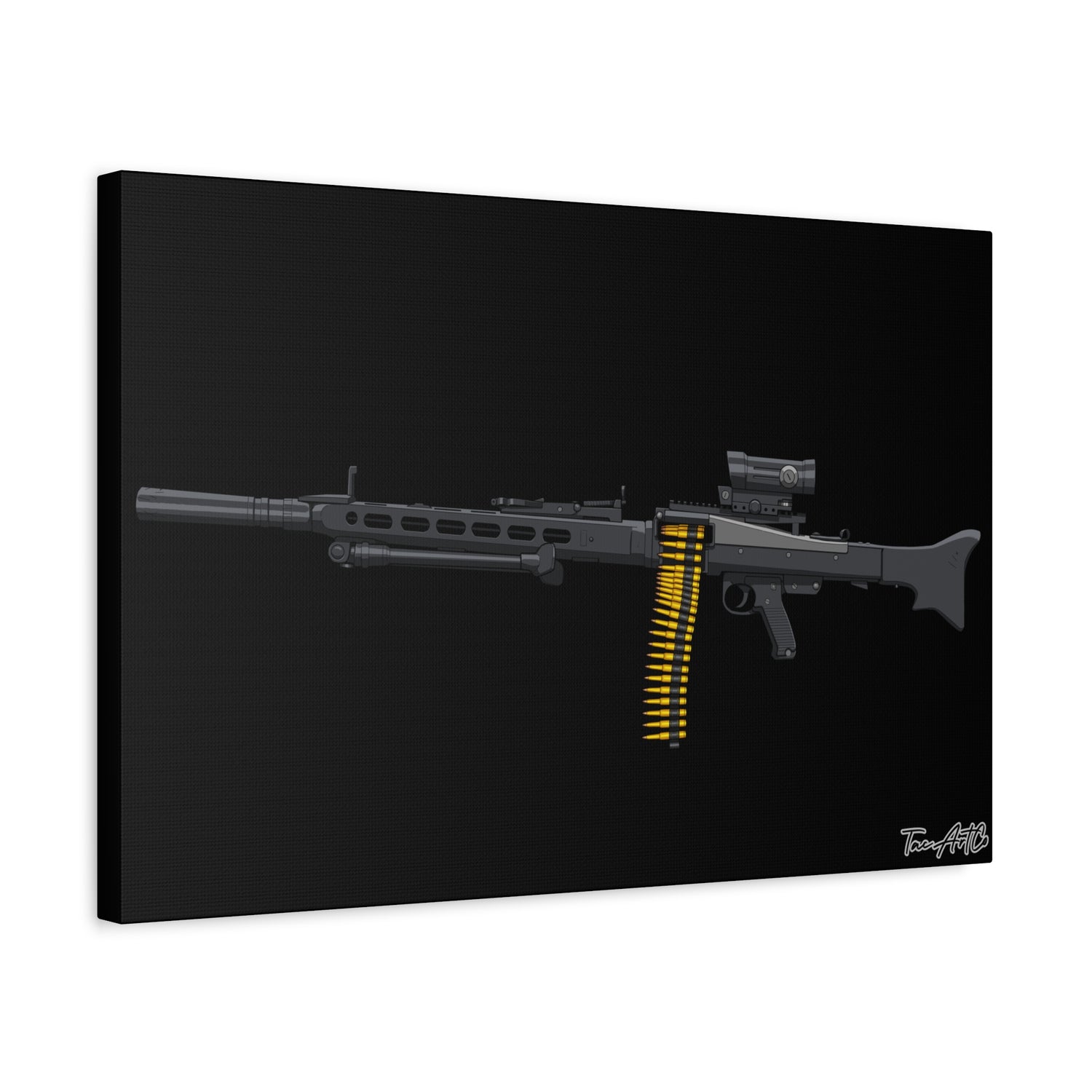 Suppressed MG42 – Canvas Print (Black Background)