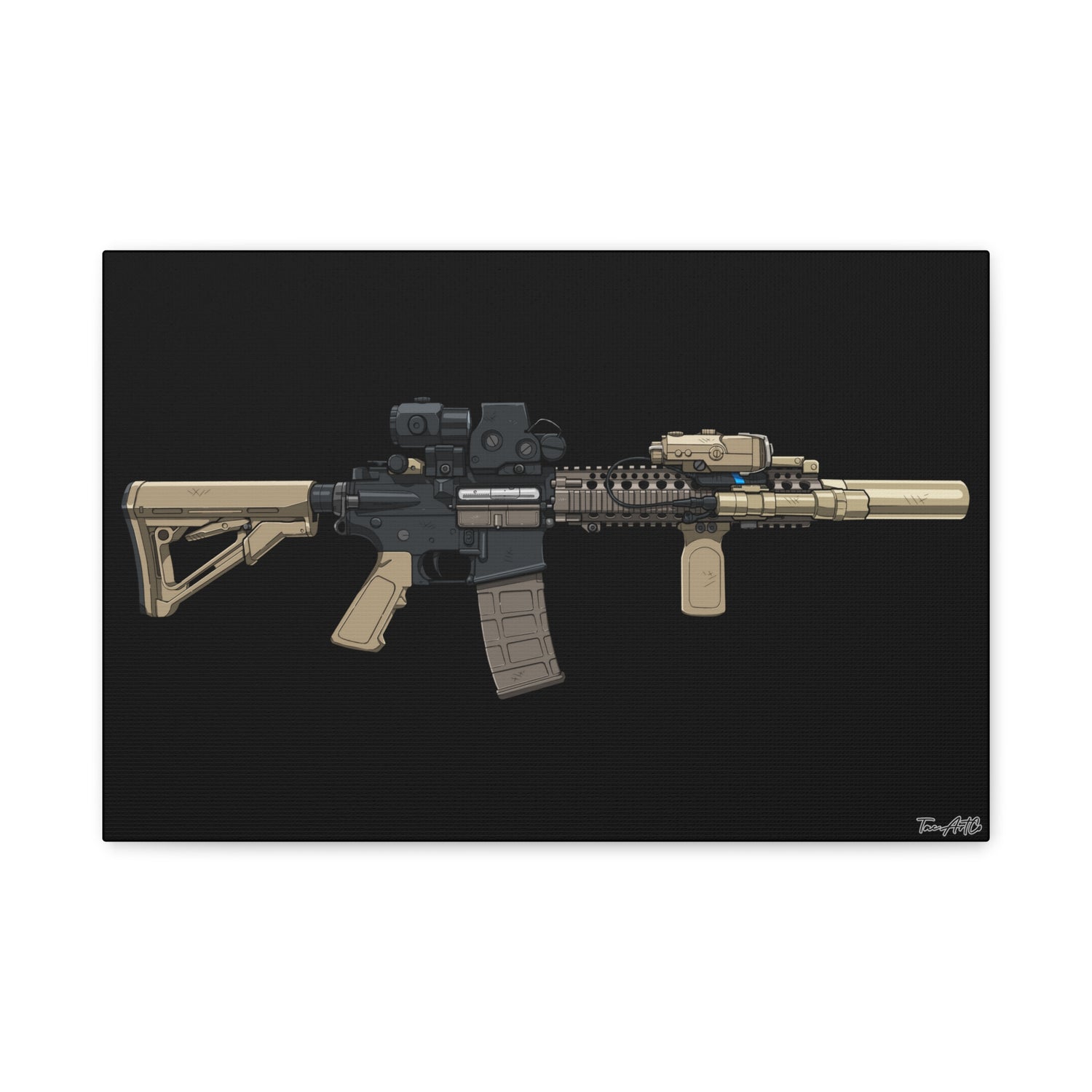MK18 – Close Quarters King Canvas Print (Black Background)