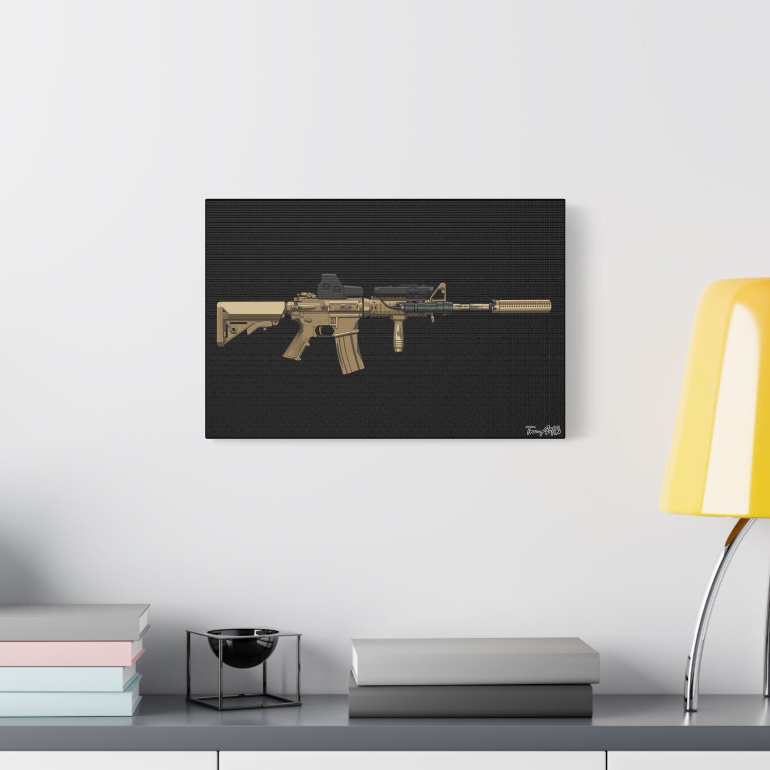 M4A1 Block 1 (Mod1) - Canvas Print (Black Background)