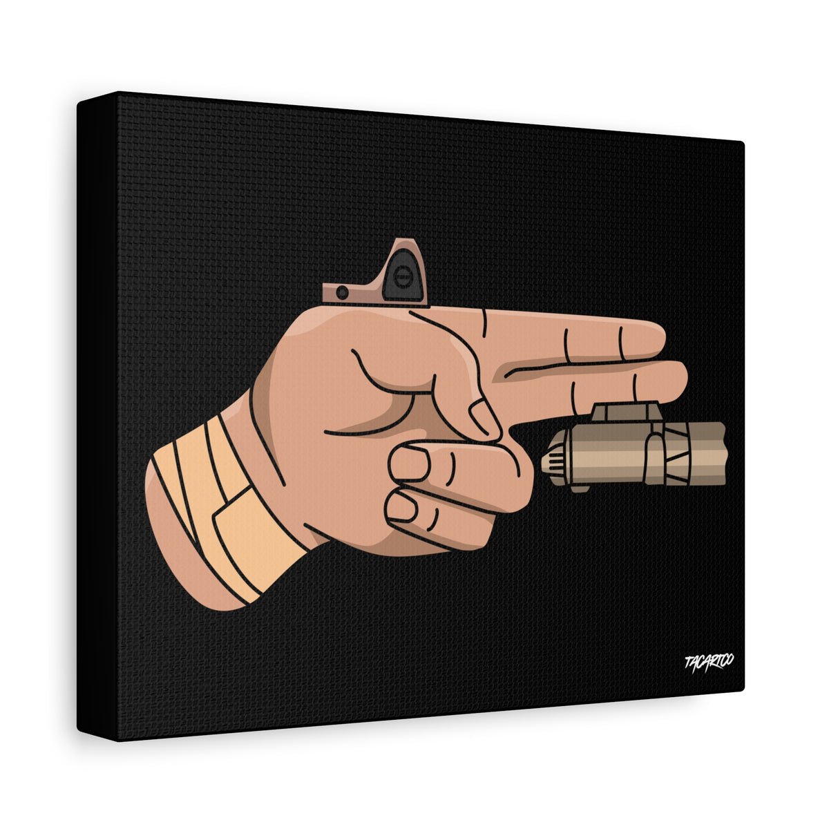 Finger Gun V1 - Canvas Print (Black Background)