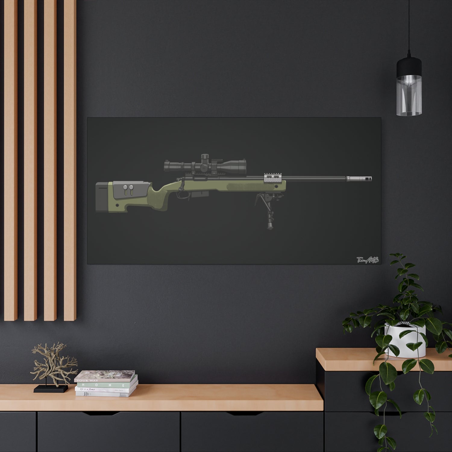 M40A5 Sniper Rifle – Canvas Print (Black Background)