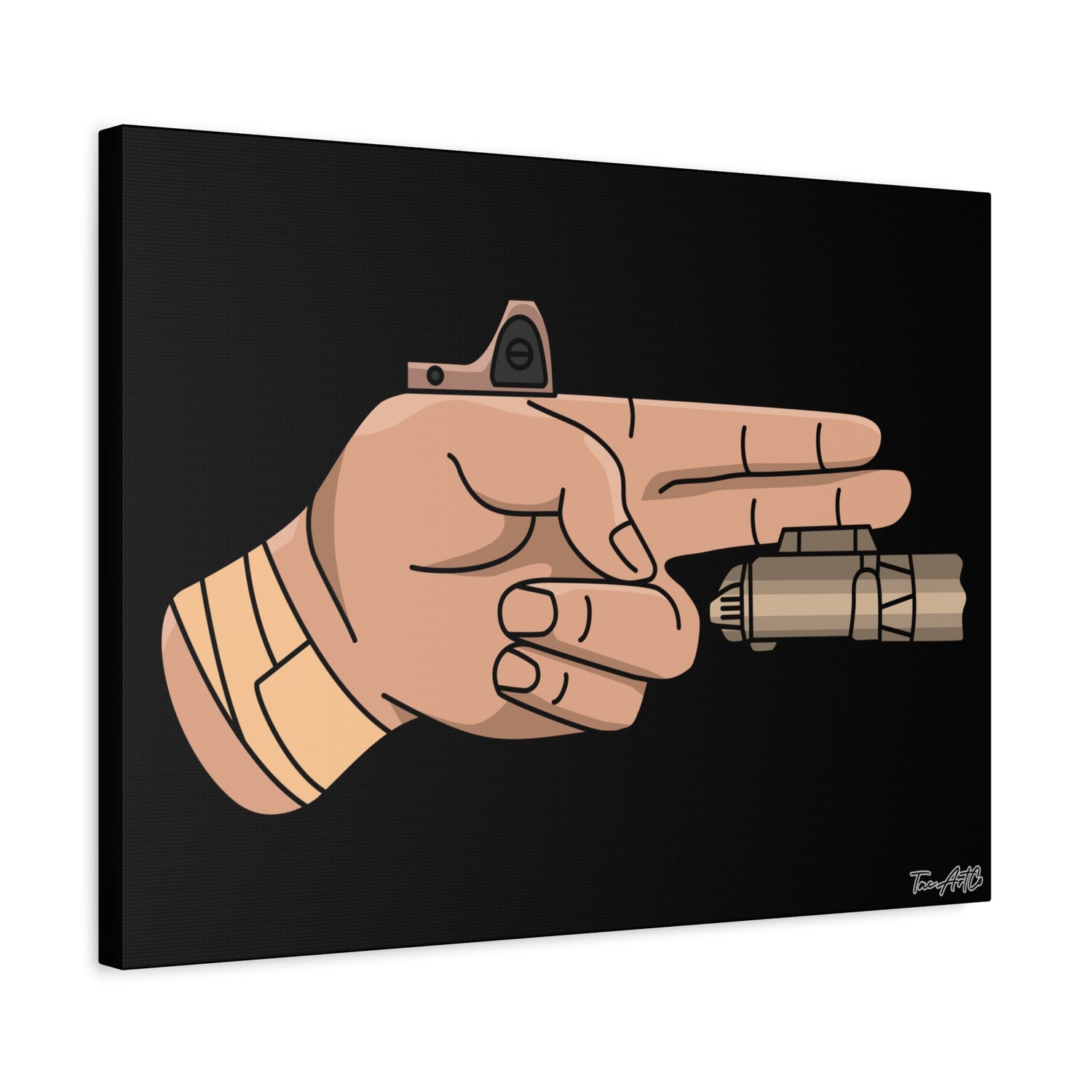 Finger Gun v1 - Canvas Print (Black Background)