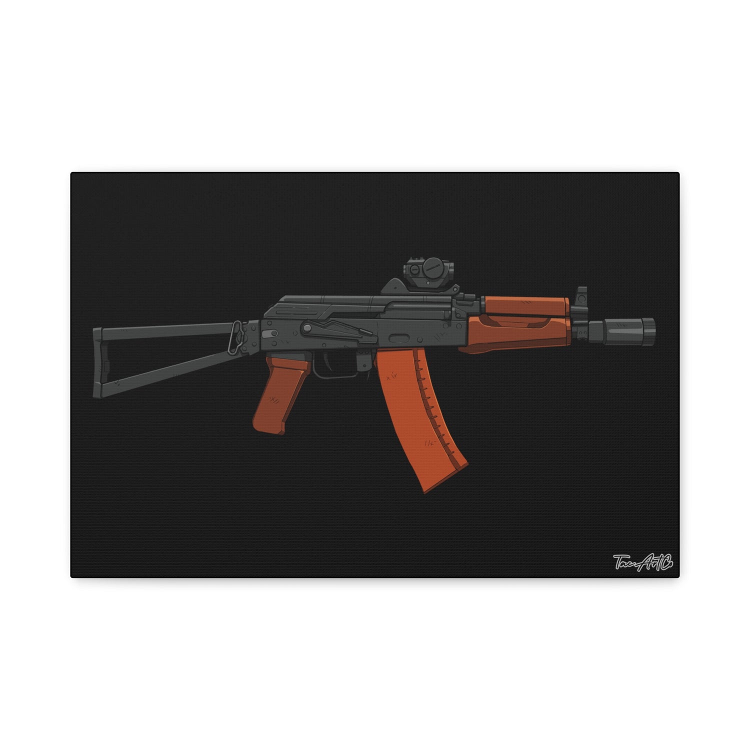 AKS-74U Krinkov – Shorty AK Rifle Canvas Print (Black Background)