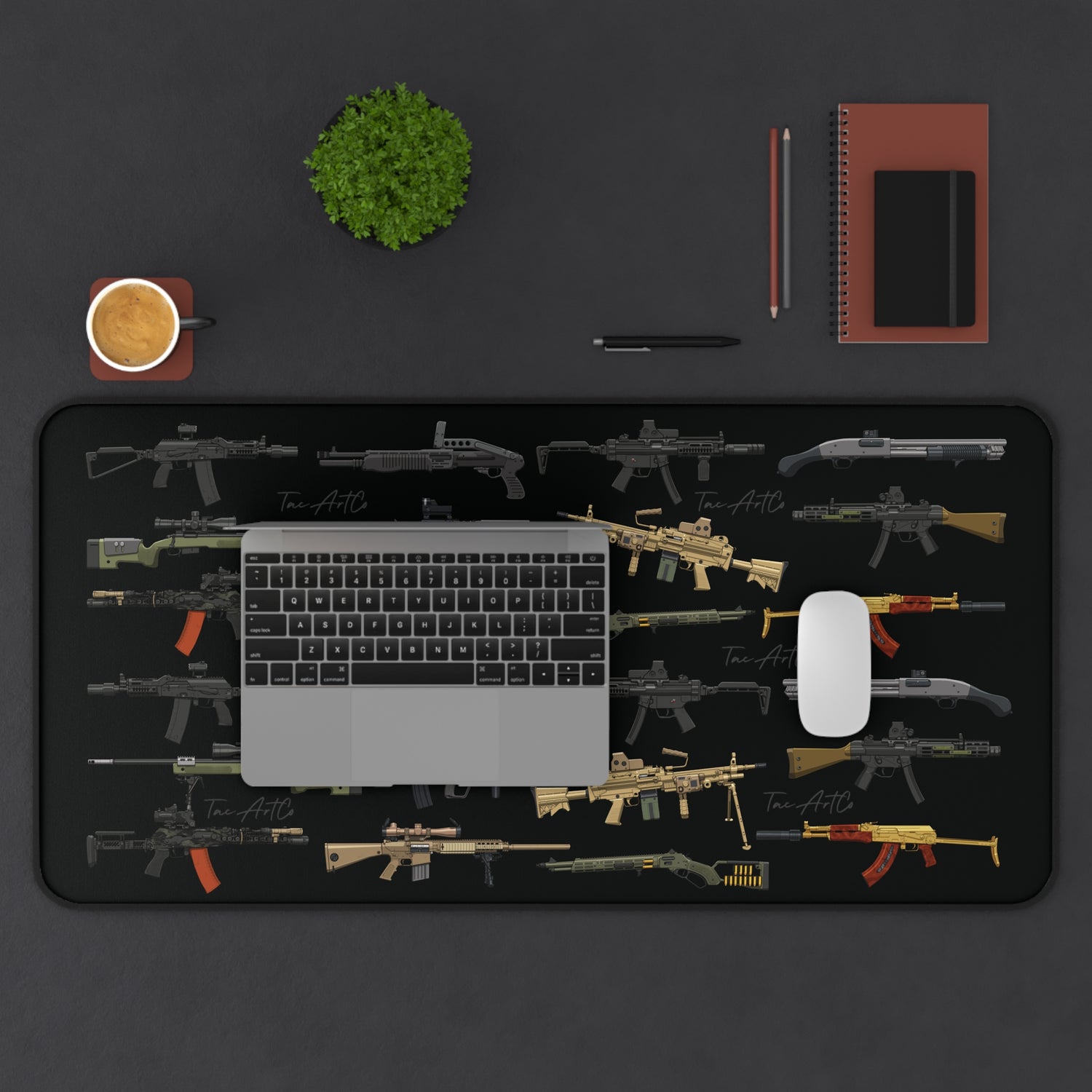 Firearm Assortment V2 (w/logo) – Desk Mat