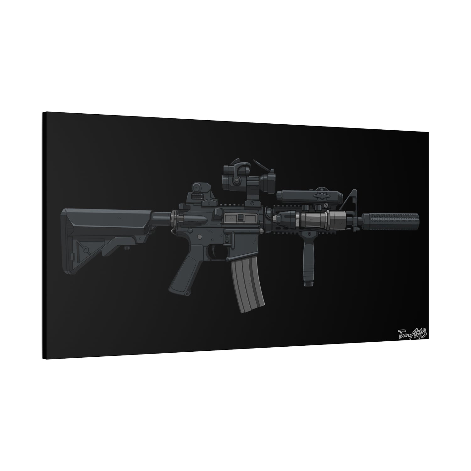 MK18 Mod 0 – CQBR Canvas Print (Black Background)